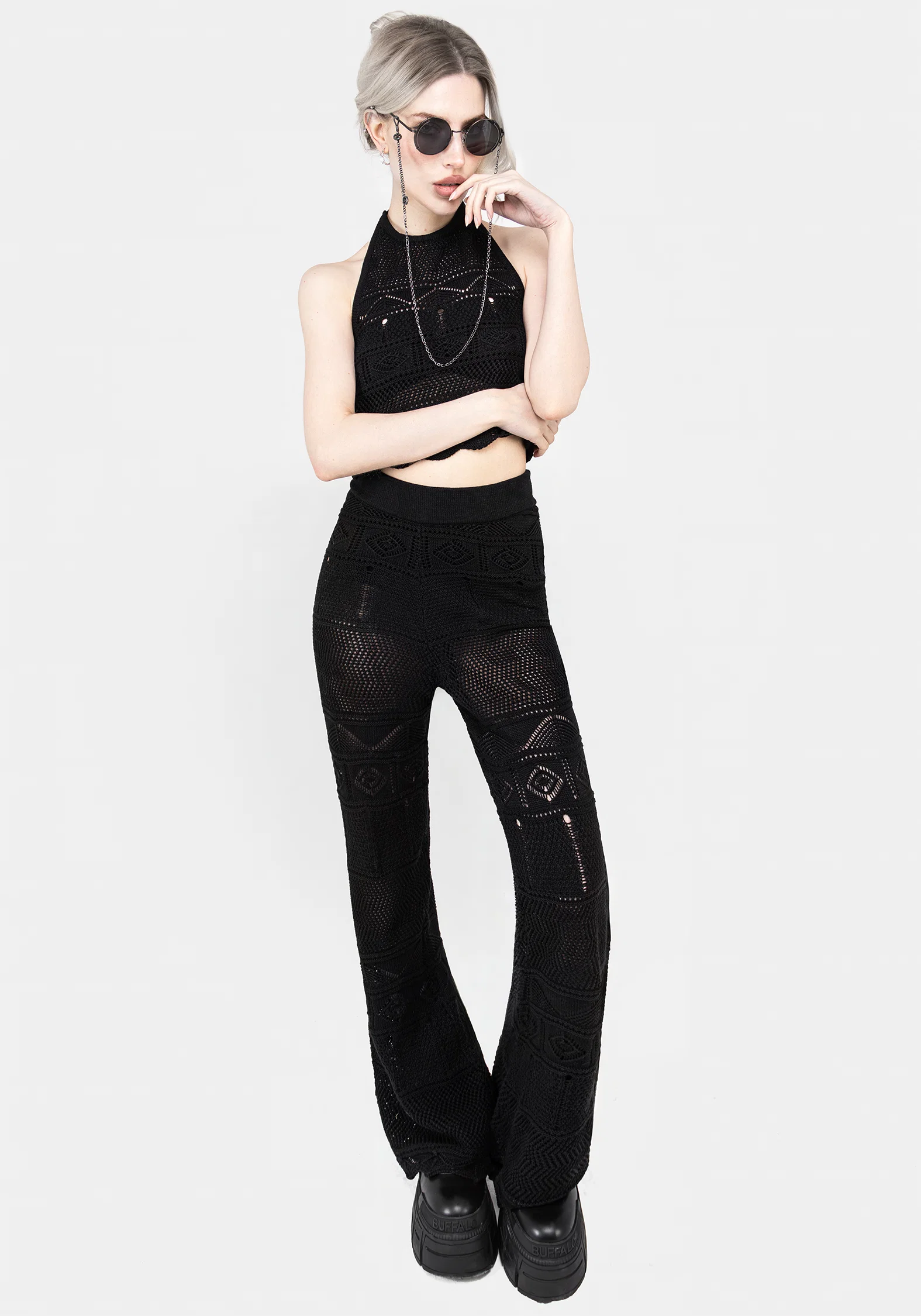 Hooked Pointelle Flare Trousers - Image 5
