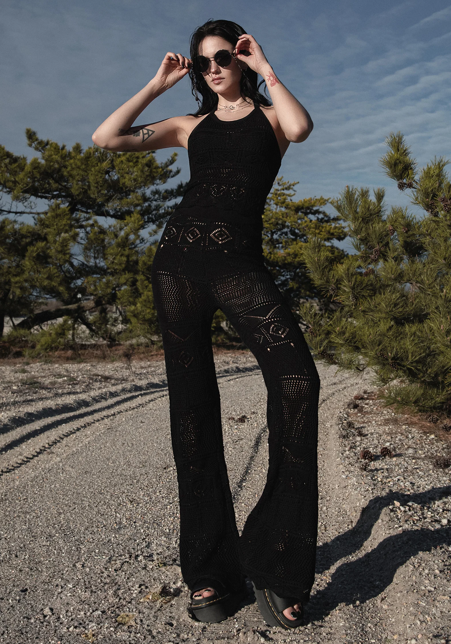 Hooked Pointelle Flare Trousers - Image 7