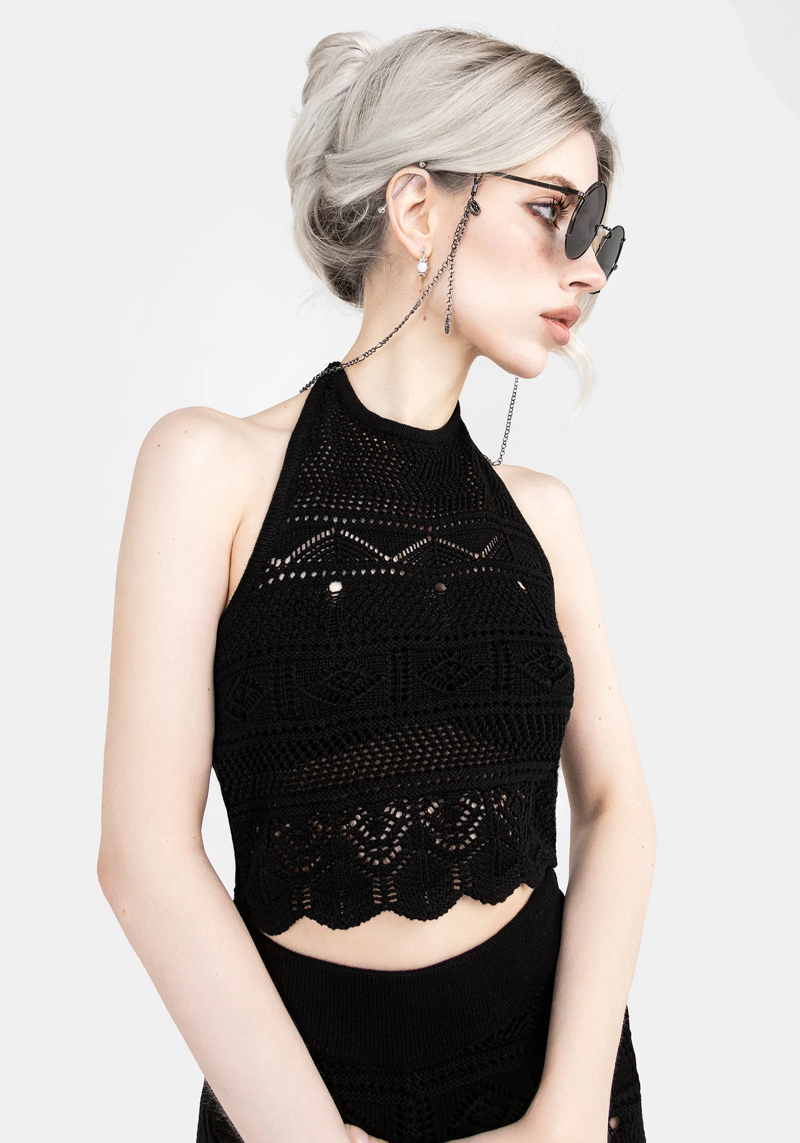 Hooked Pointelle Halter Crop Top - Image 4