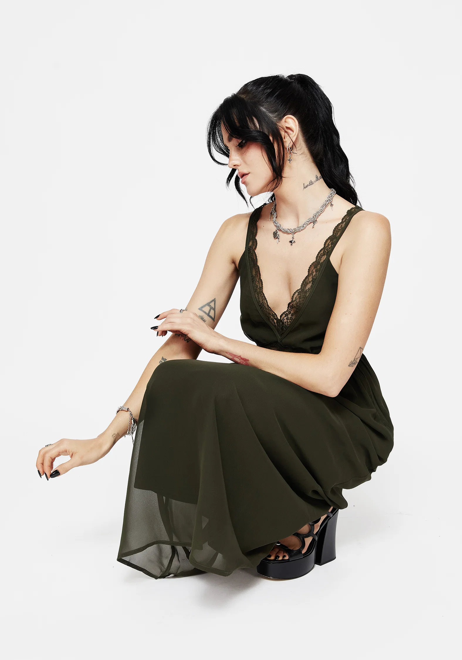 Idalia Lace Insert Cami Midi Dress - Image 5