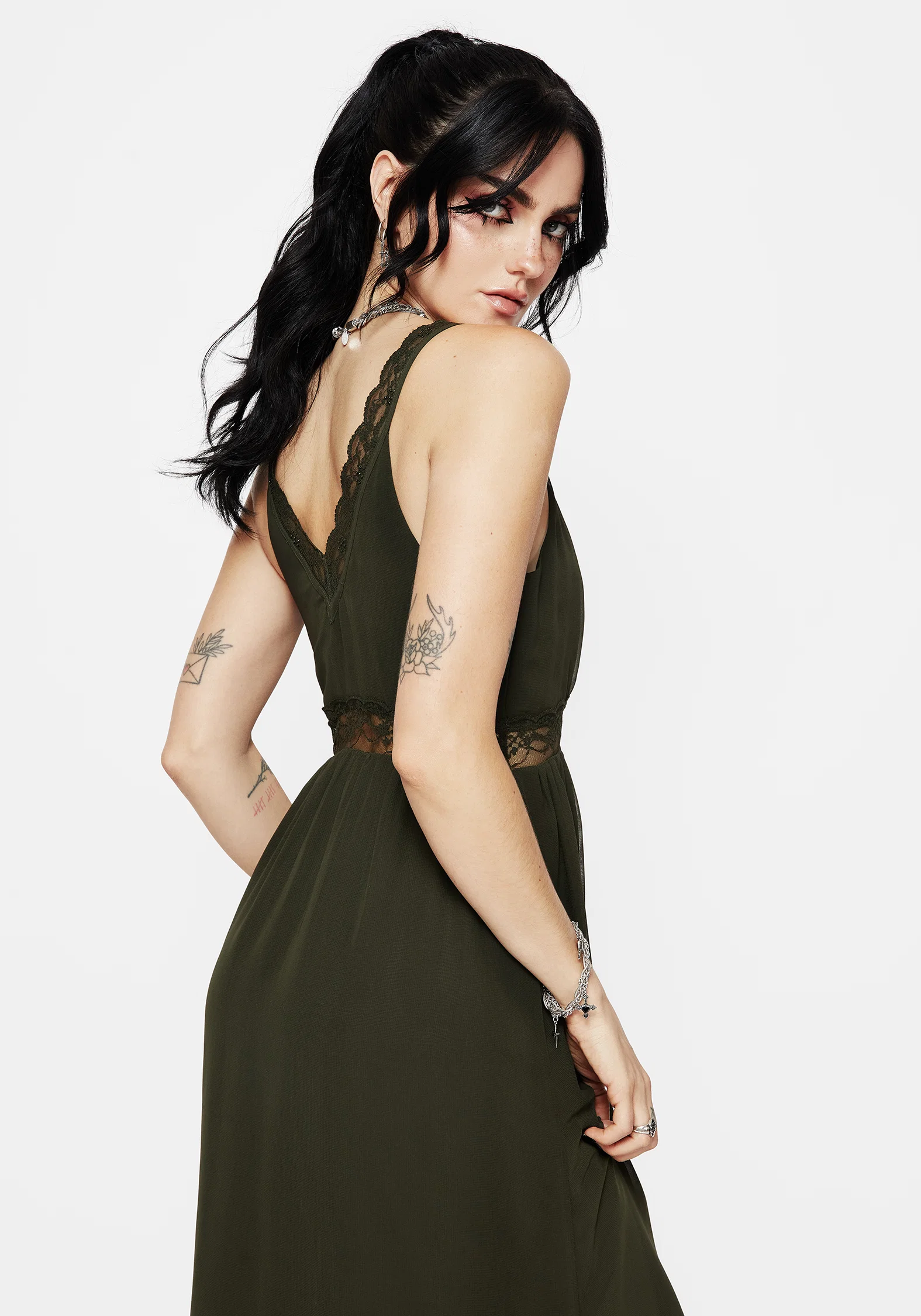 Idalia Lace Insert Cami Midi Dress - Image 6