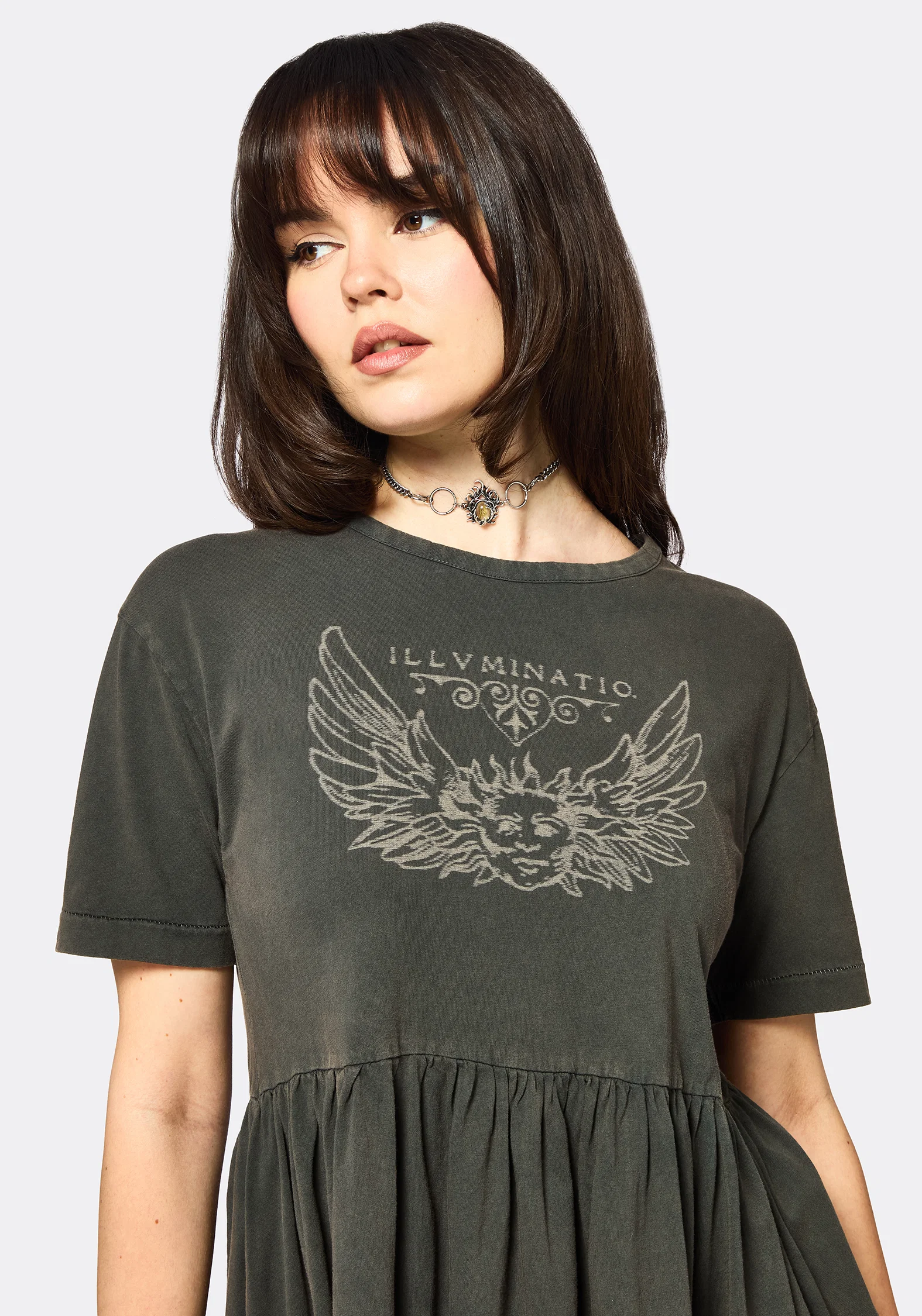 Illvminatio Bleach Graphic Cotton Mini Skater Dress - Image 2