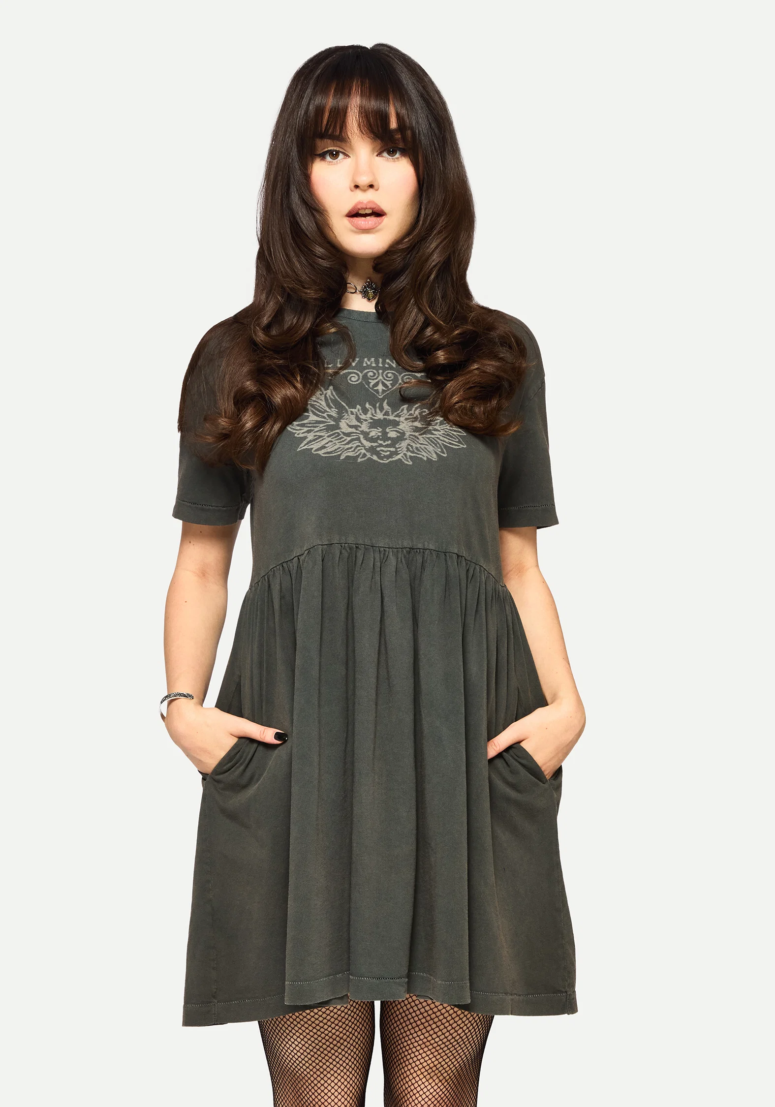 Illvminatio Bleach Graphic Cotton Mini Skater Dress - Image 4