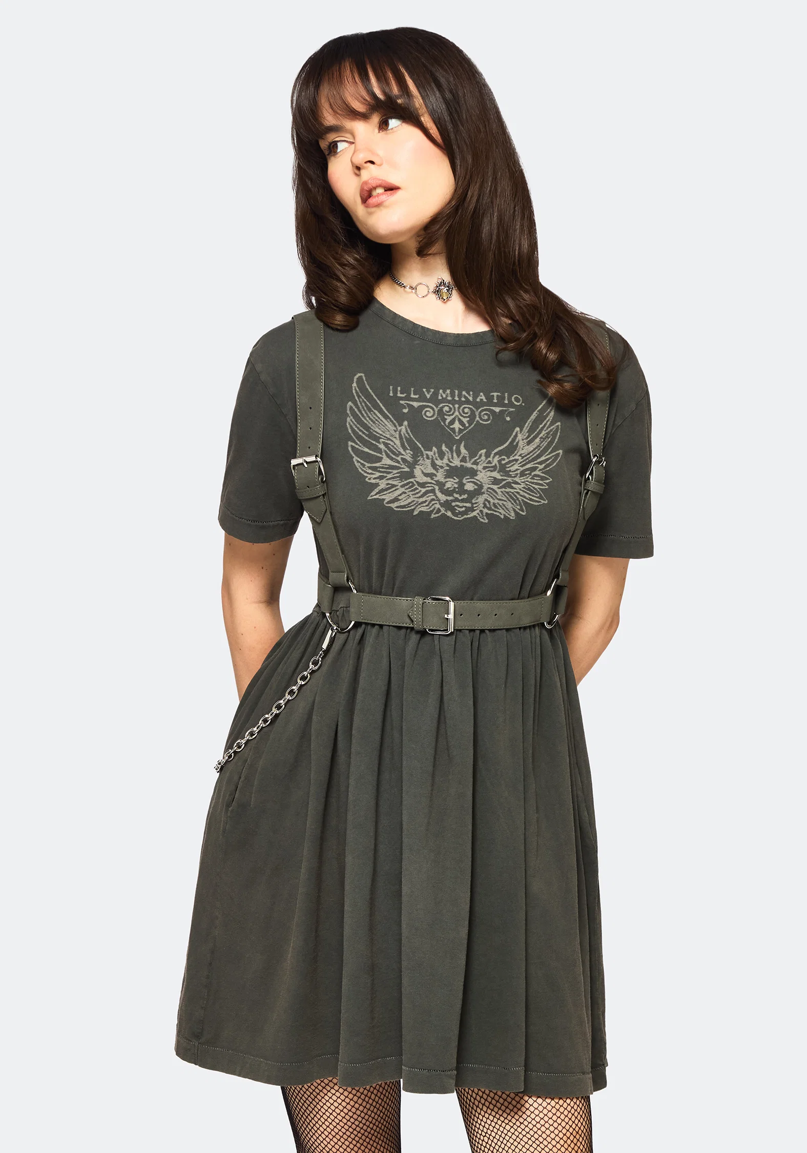 Illvminatio Bleach Graphic Cotton Mini Skater Dress - Image 5