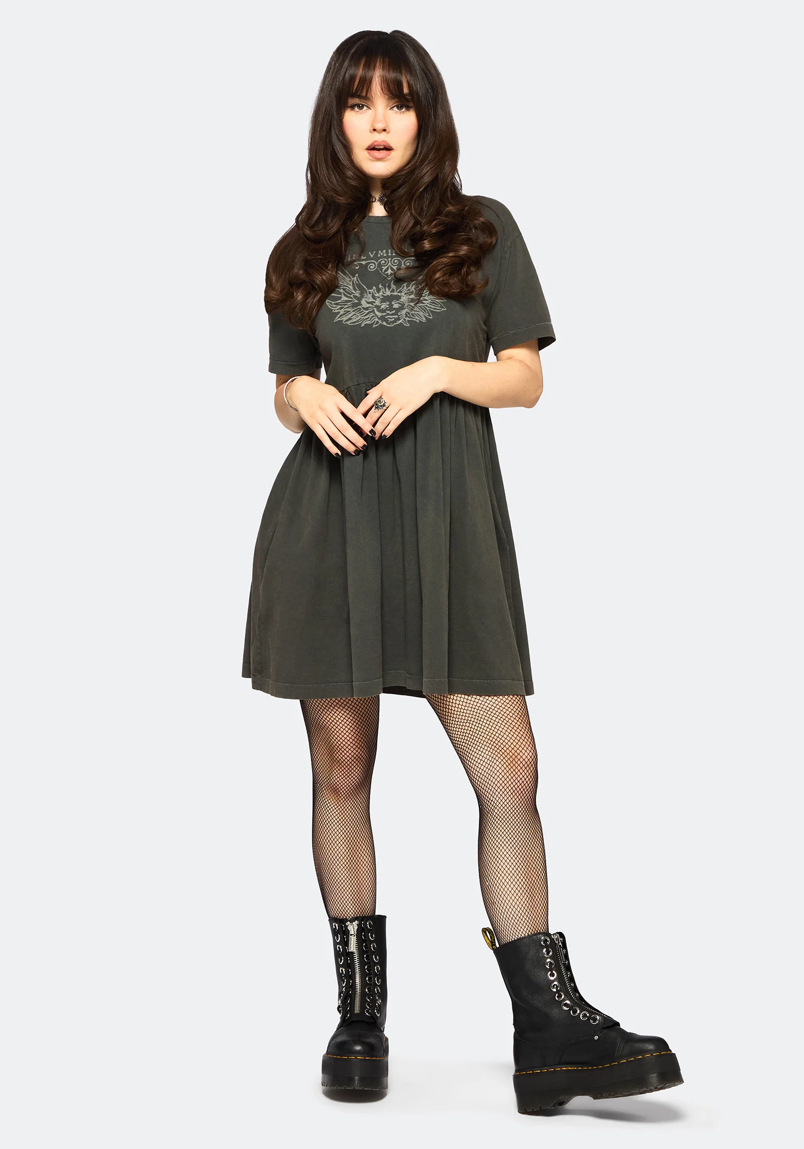 Illvminatio Bleach Graphic Cotton Mini Skater Dress - Image 6