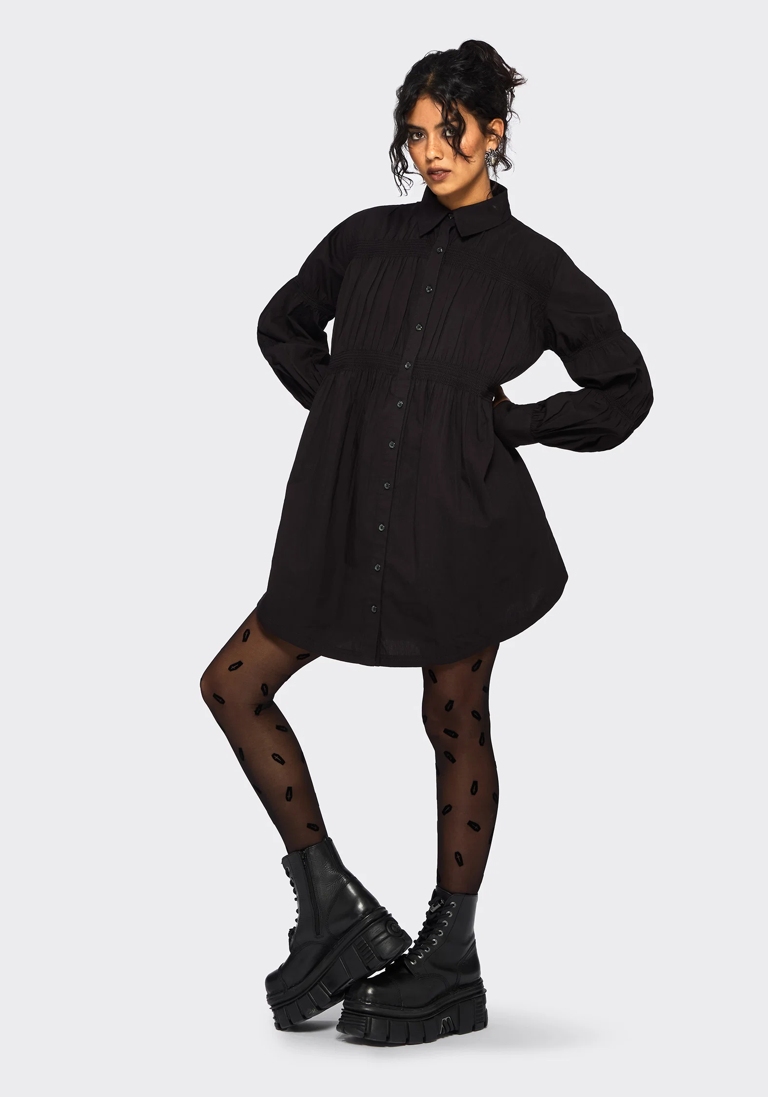Incantation Cotton Blend Smocked Mini Shirt Dress - Image 6
