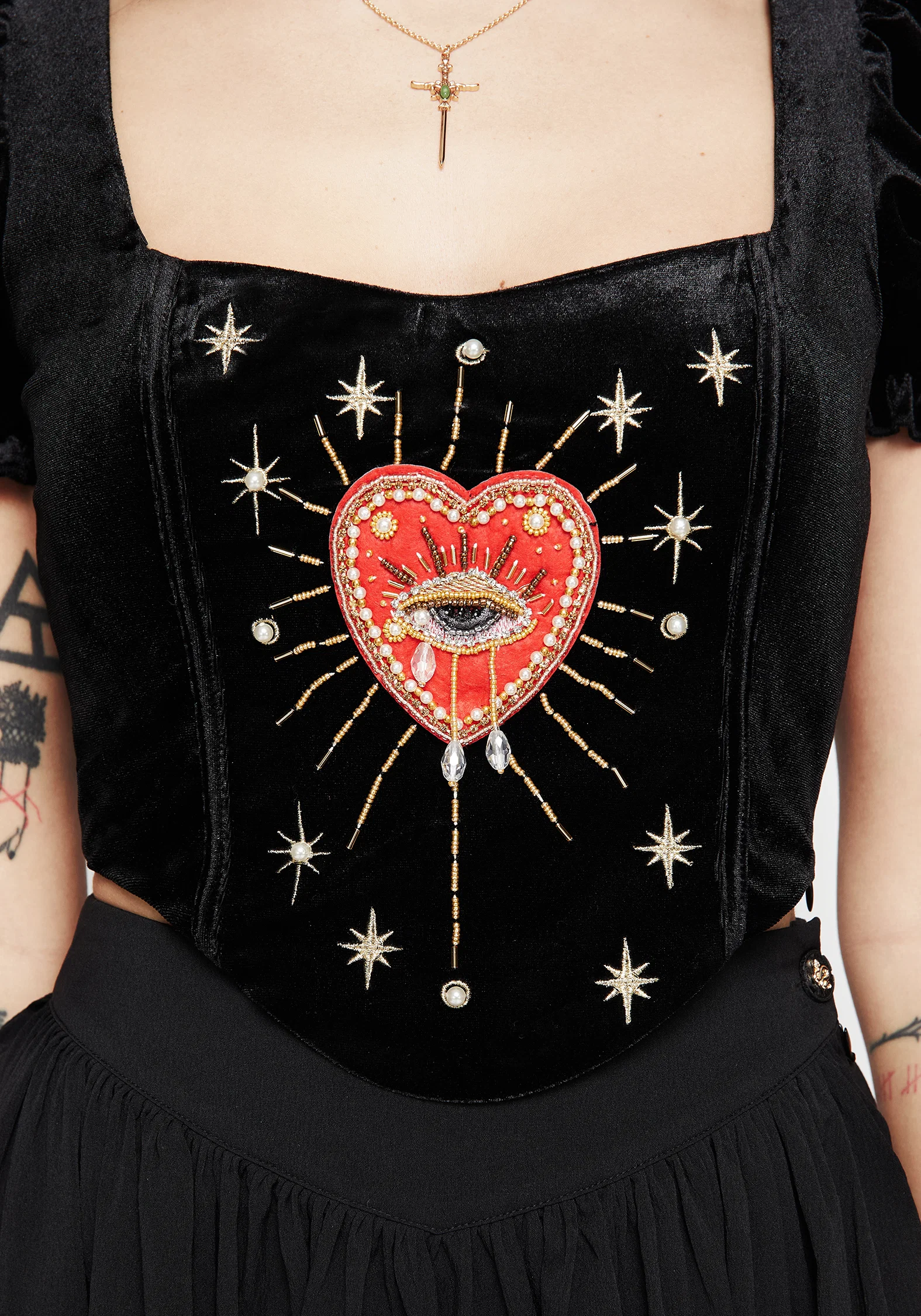 Ingrid Embroidered Applique Corset Top - Image 2