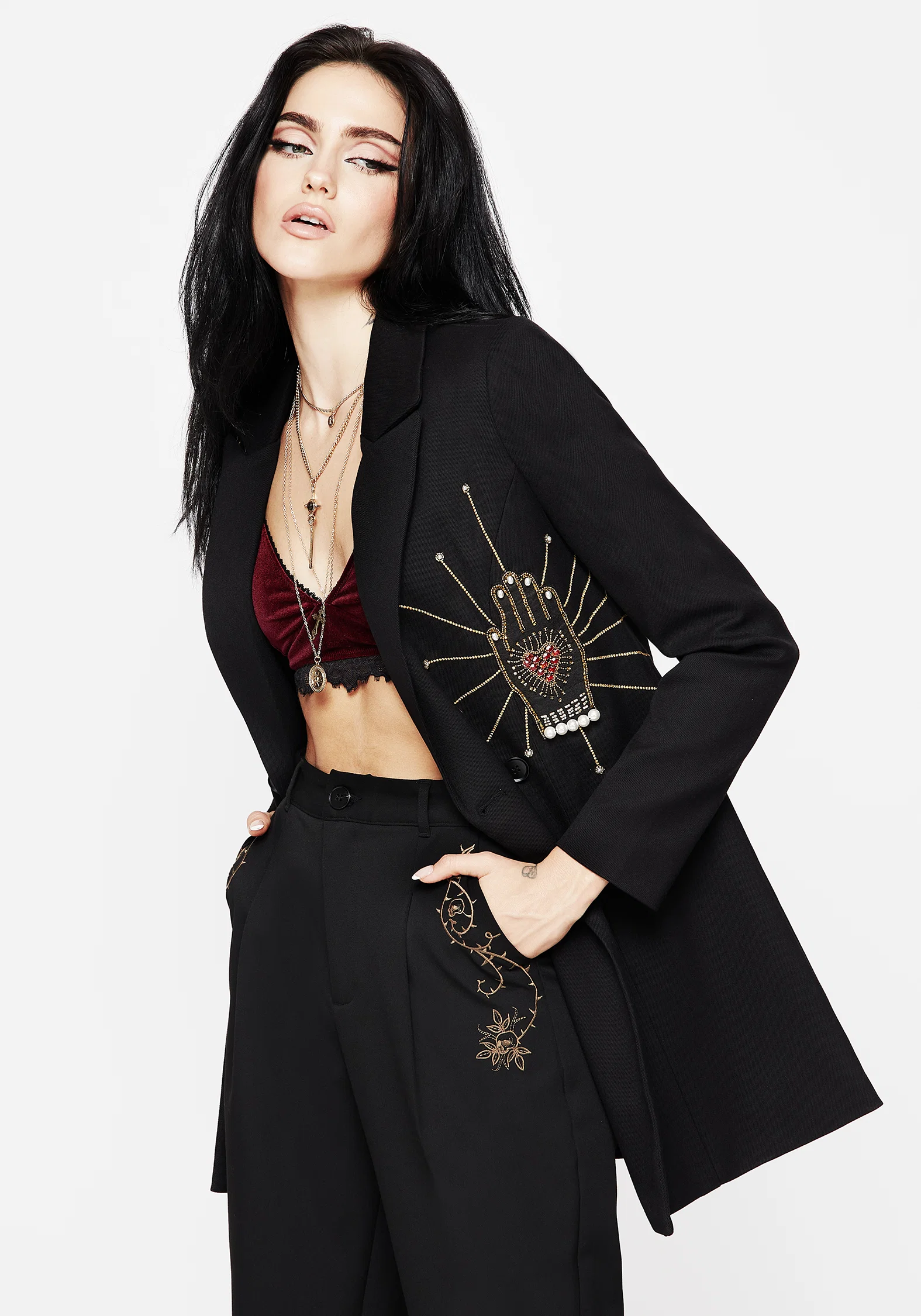 Ingrid Hand Embroidered Applique Blazer Dress - Image 5