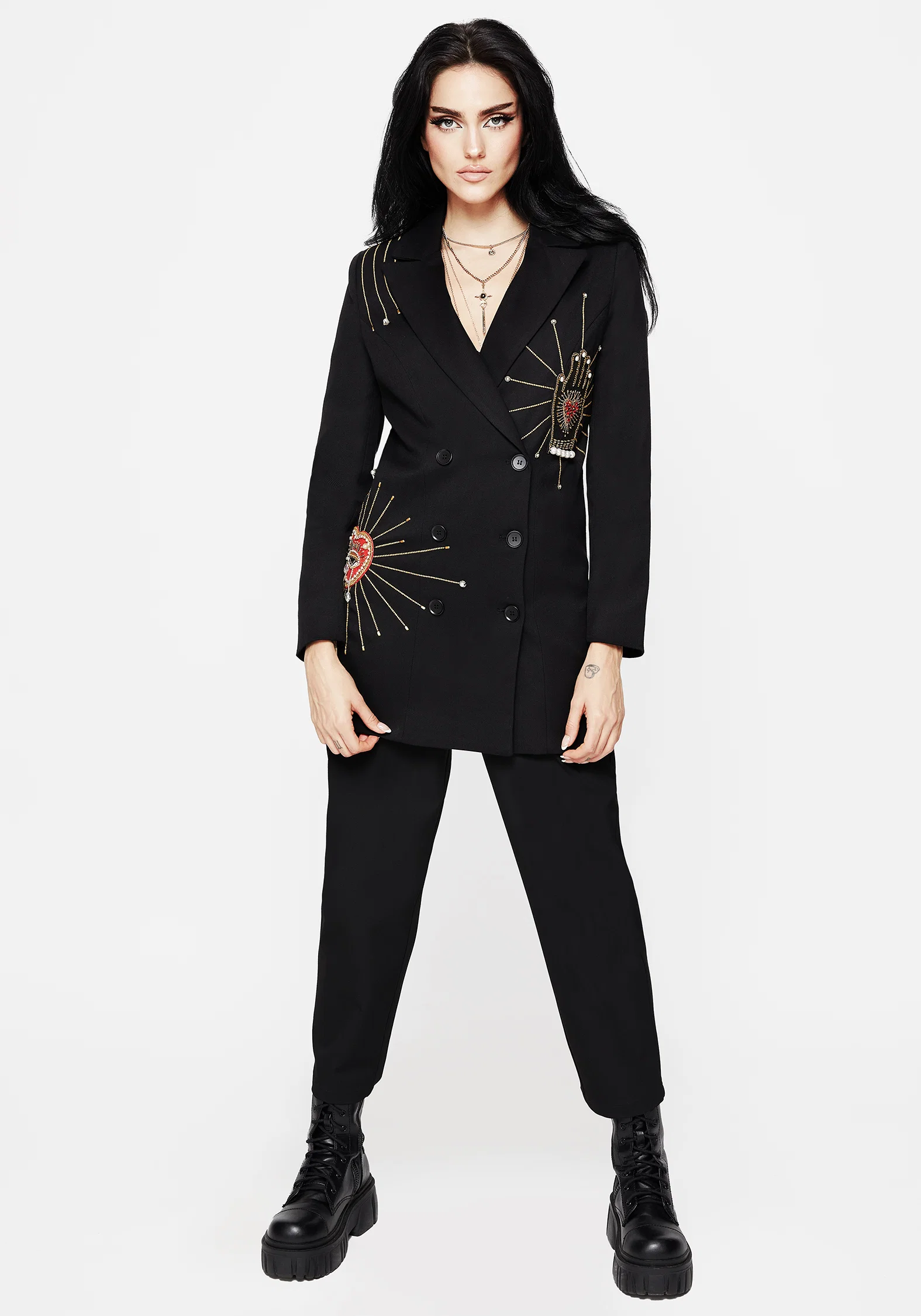 Ingrid Hand Embroidered Applique Blazer Dress - Image 6