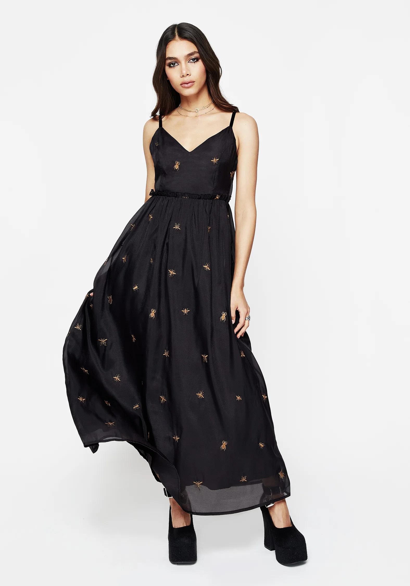 Insectarium Embroidered Organza Cami Gown - Image 4