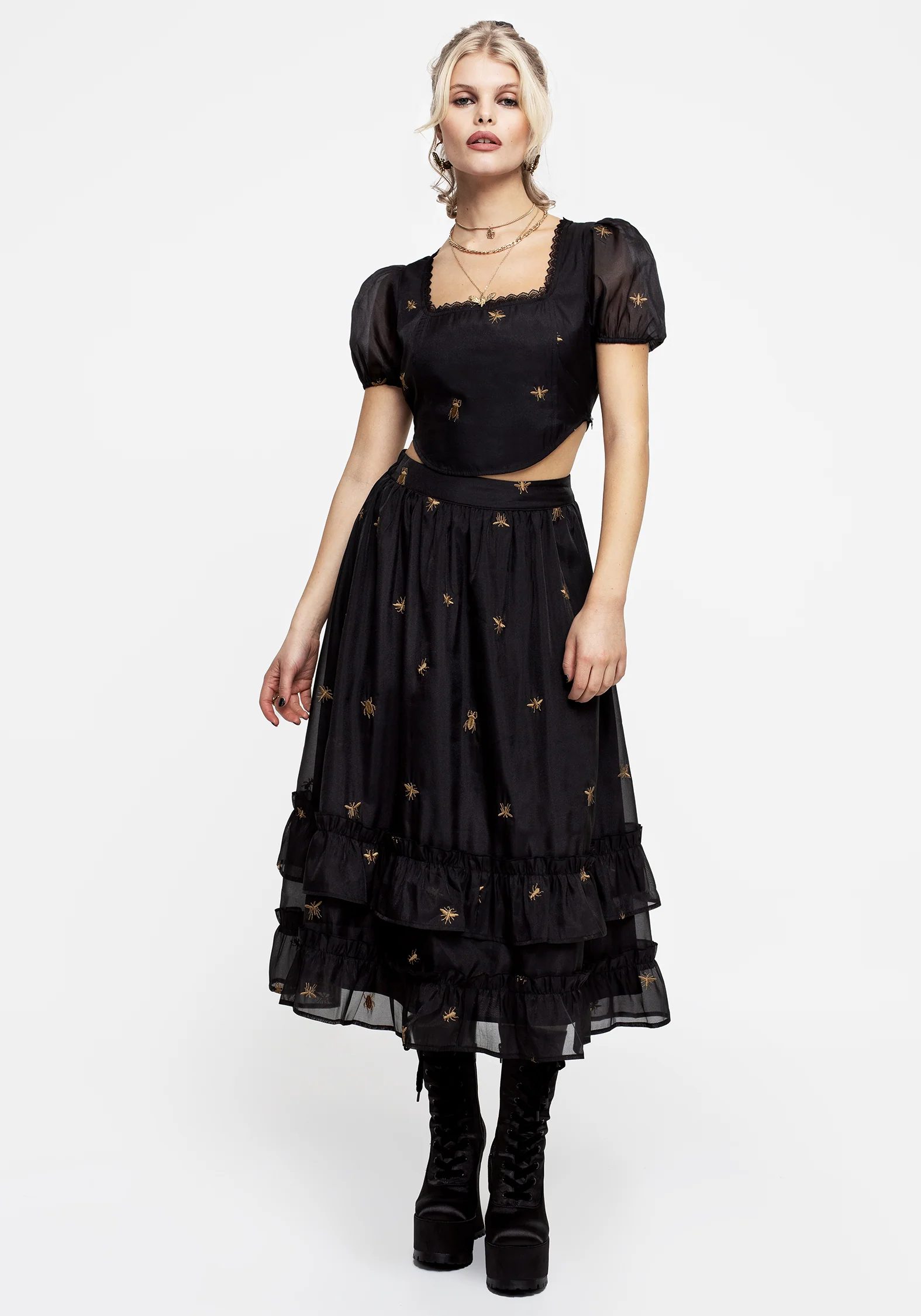 Insectarium Embroidered Organza Corset Top - Image 4