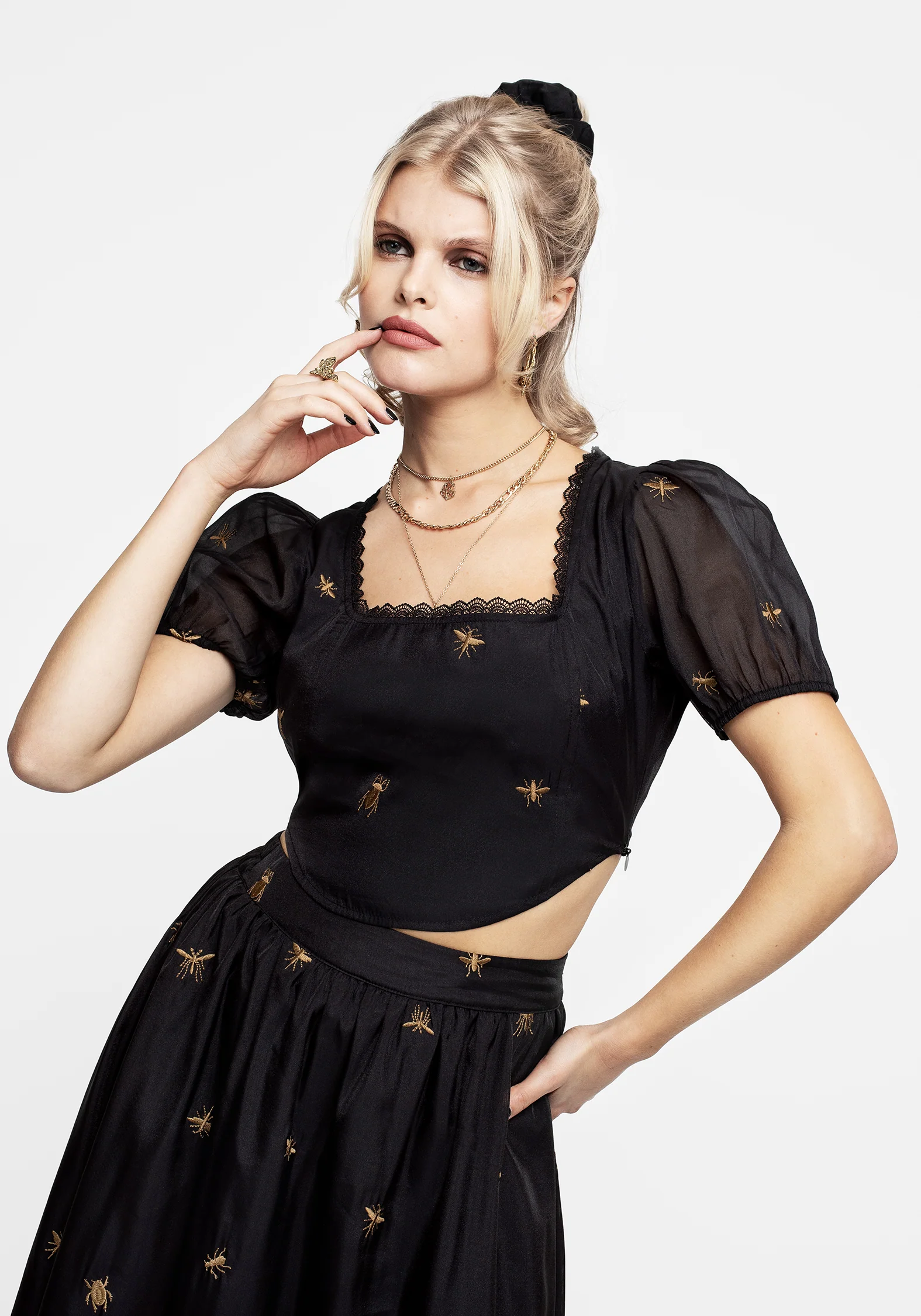 Insectarium Embroidered Organza Corset Top - Image 7