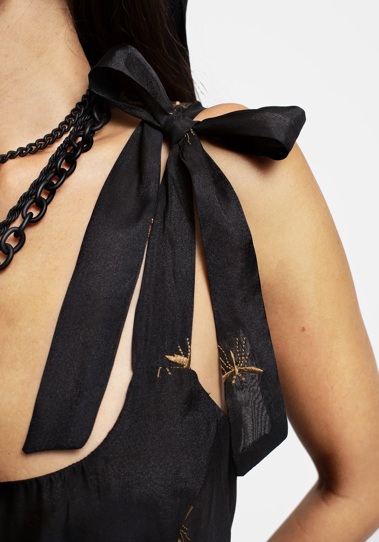 Insectarium Embroidered Organza Tiered Corset Mini Dress - Image 2
