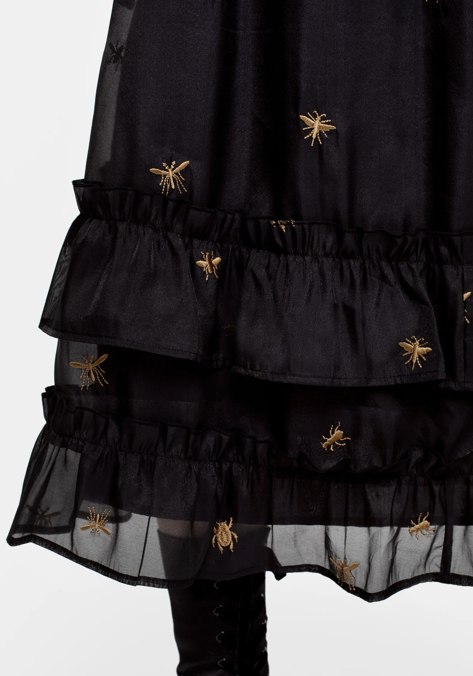 Insectarium Embroidered Organza Tiered Midi Skirt - Image 2