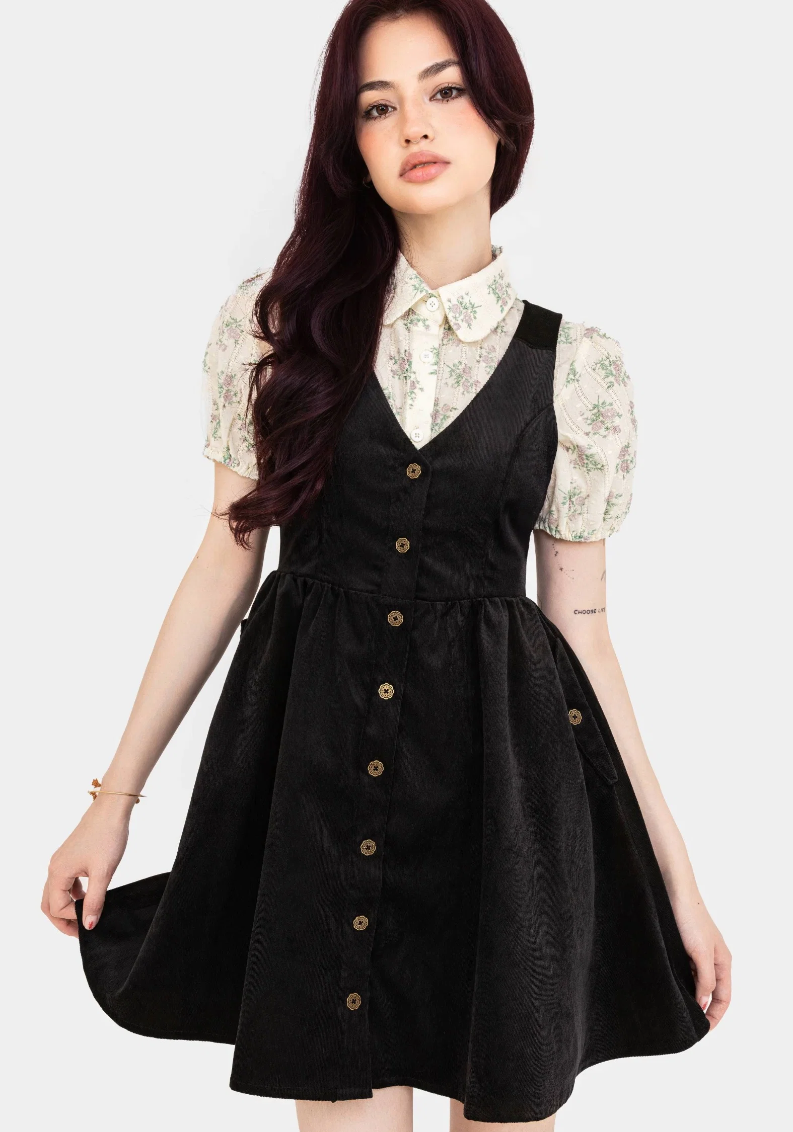Iris Button Up Pinafore Mini Dress - Image 2