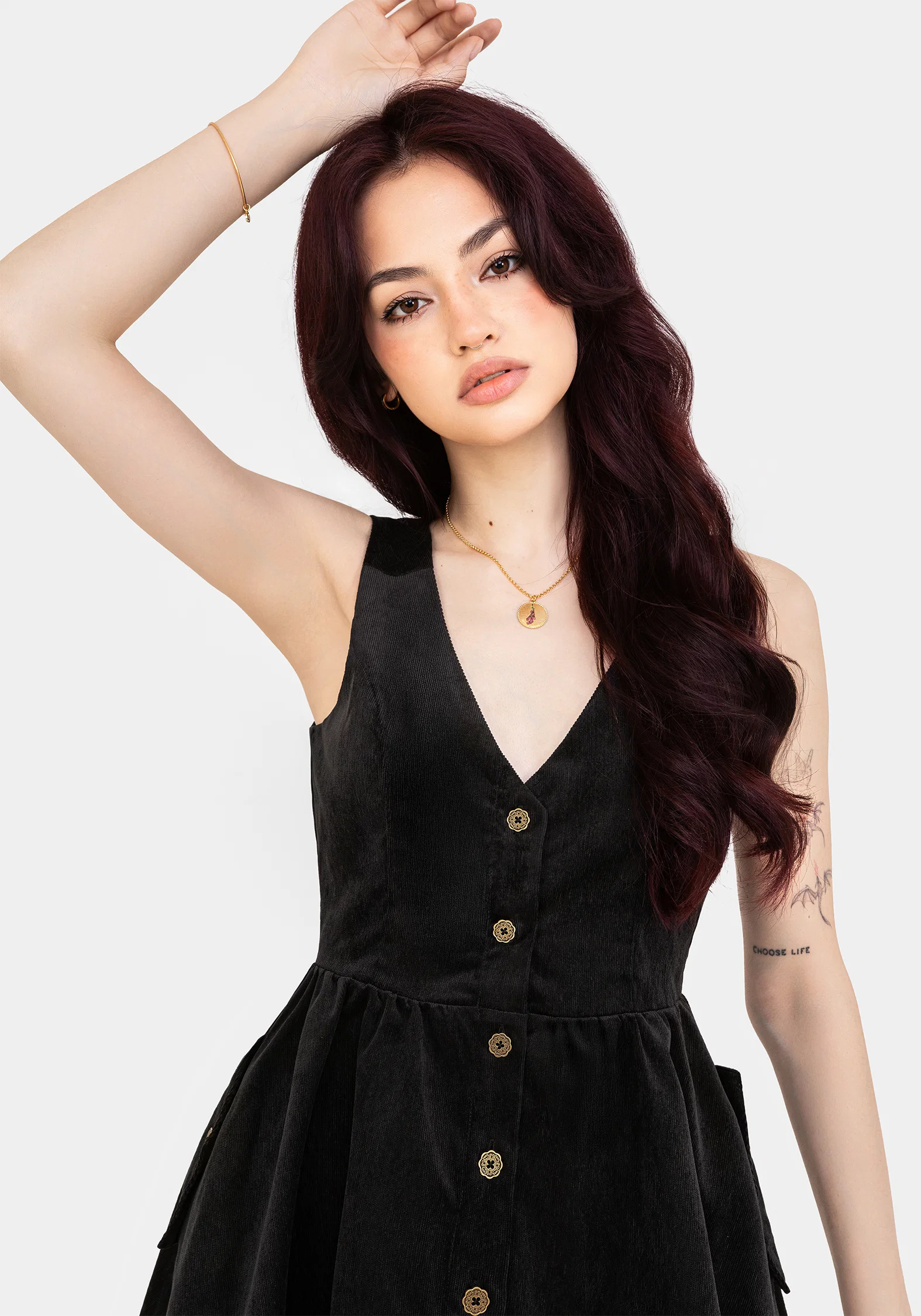 Iris Button Up Pinafore Mini Dress - Image 4