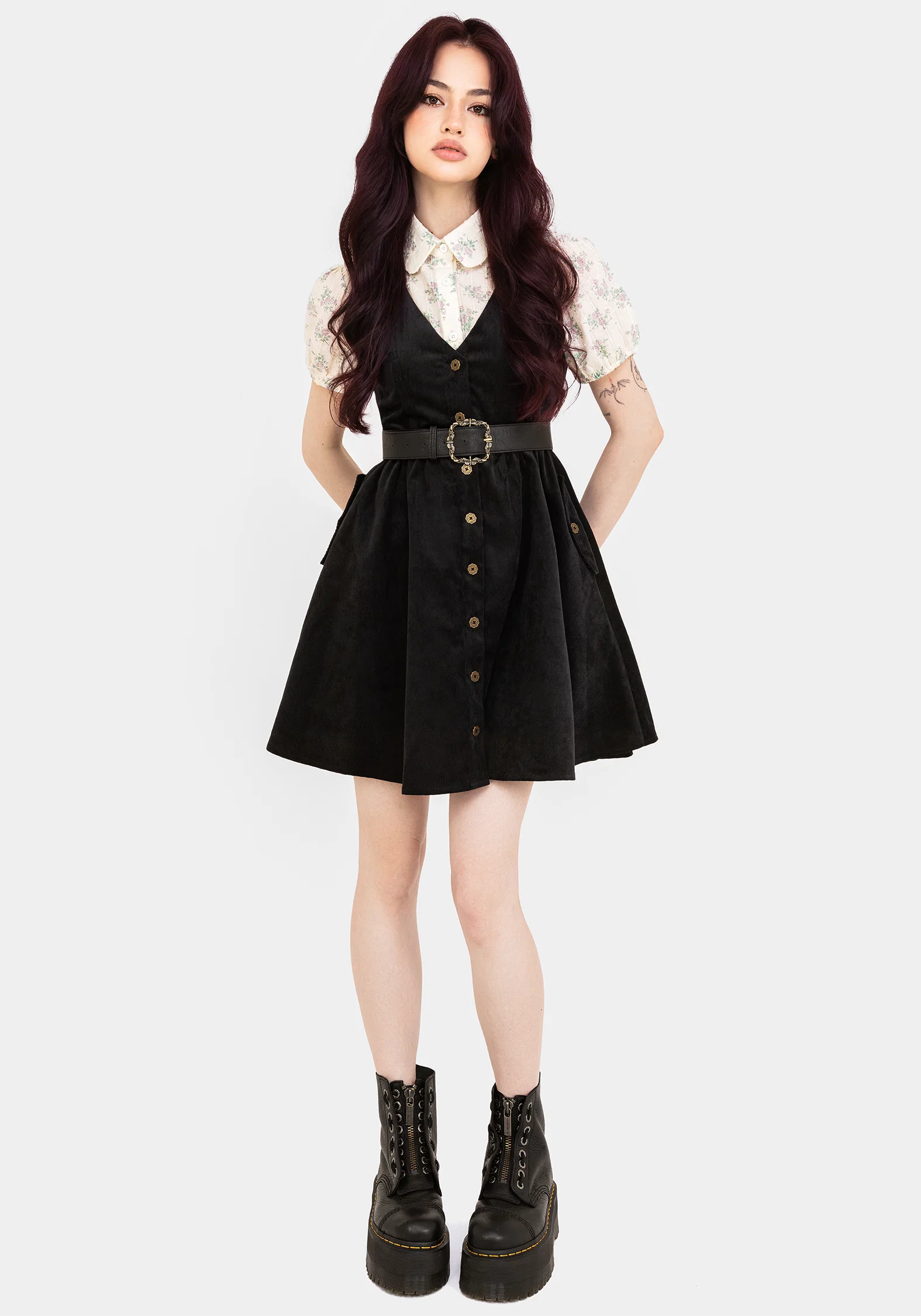 Iris Button Up Pinafore Mini Dress - Image 5