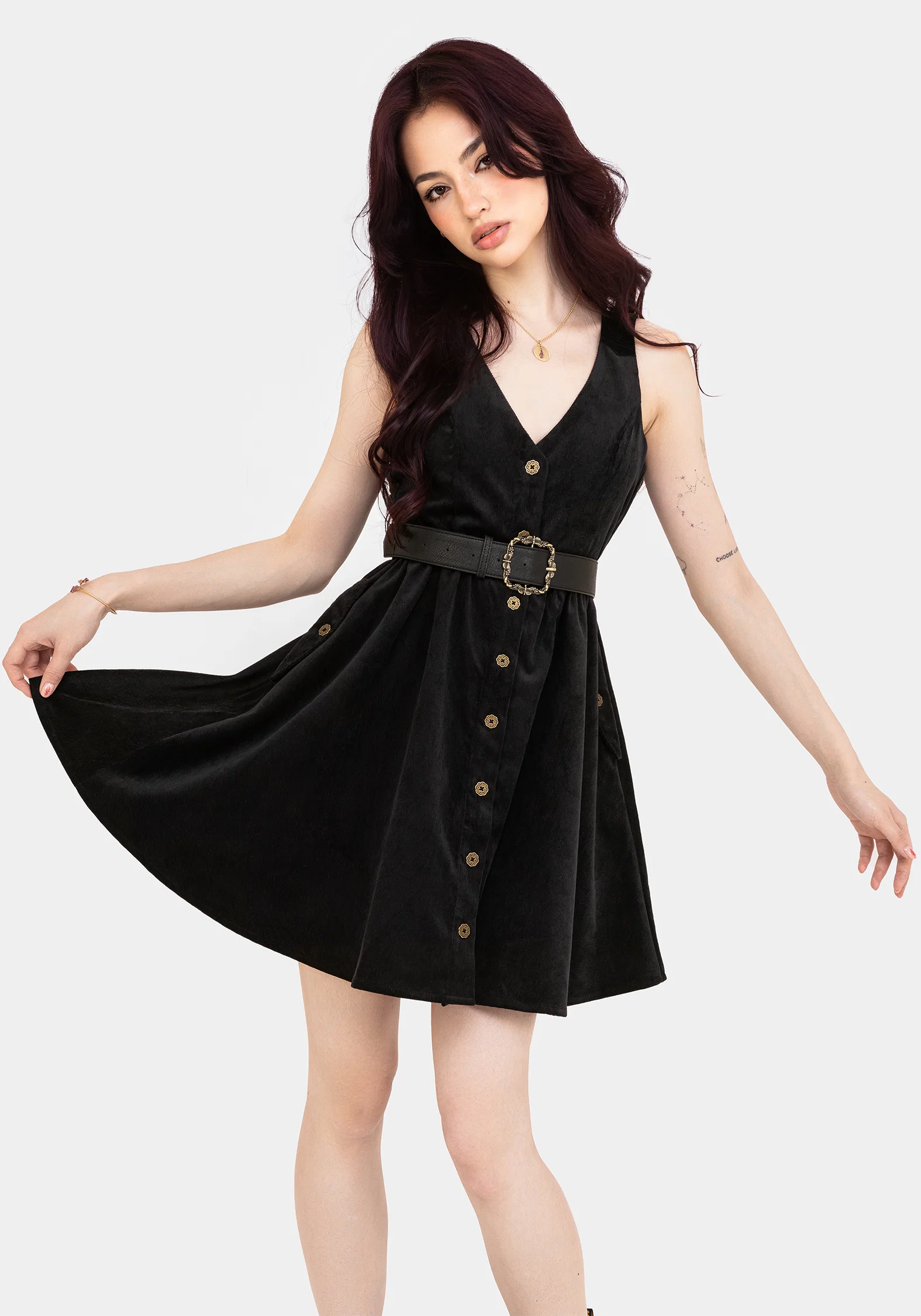 Iris Button Up Pinafore Mini Dress - Image 7
