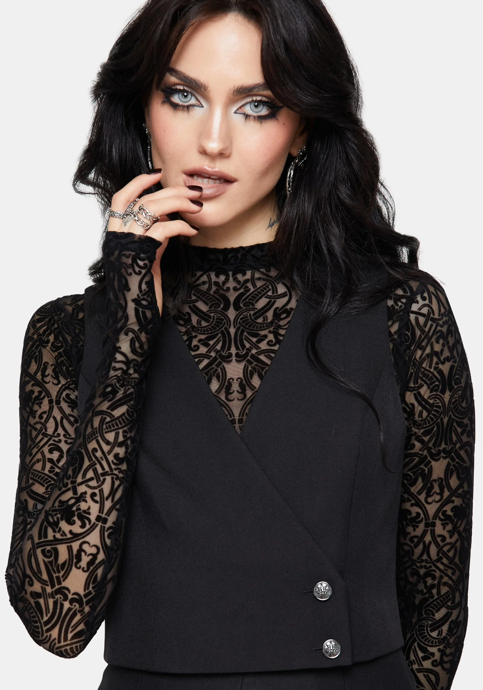Iris Celestial Tailored Wrap Over Button Waistcoat - Image 6