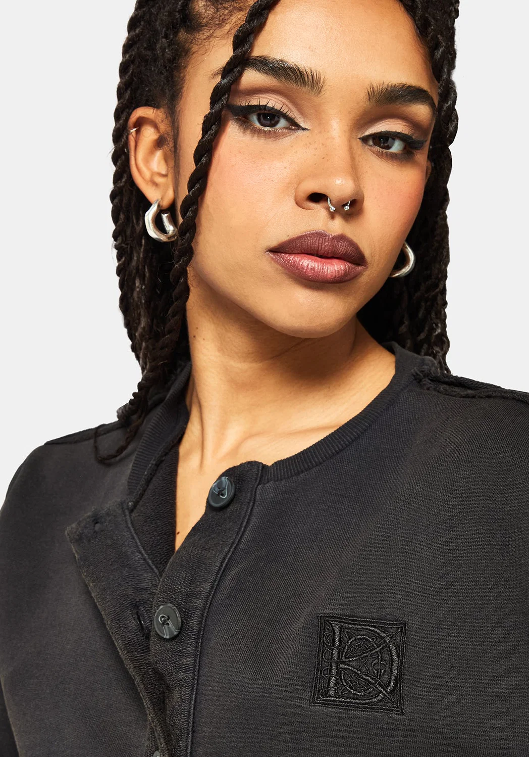 Irla Embroidered Short Sleeve Button Down Sweat - Image 2