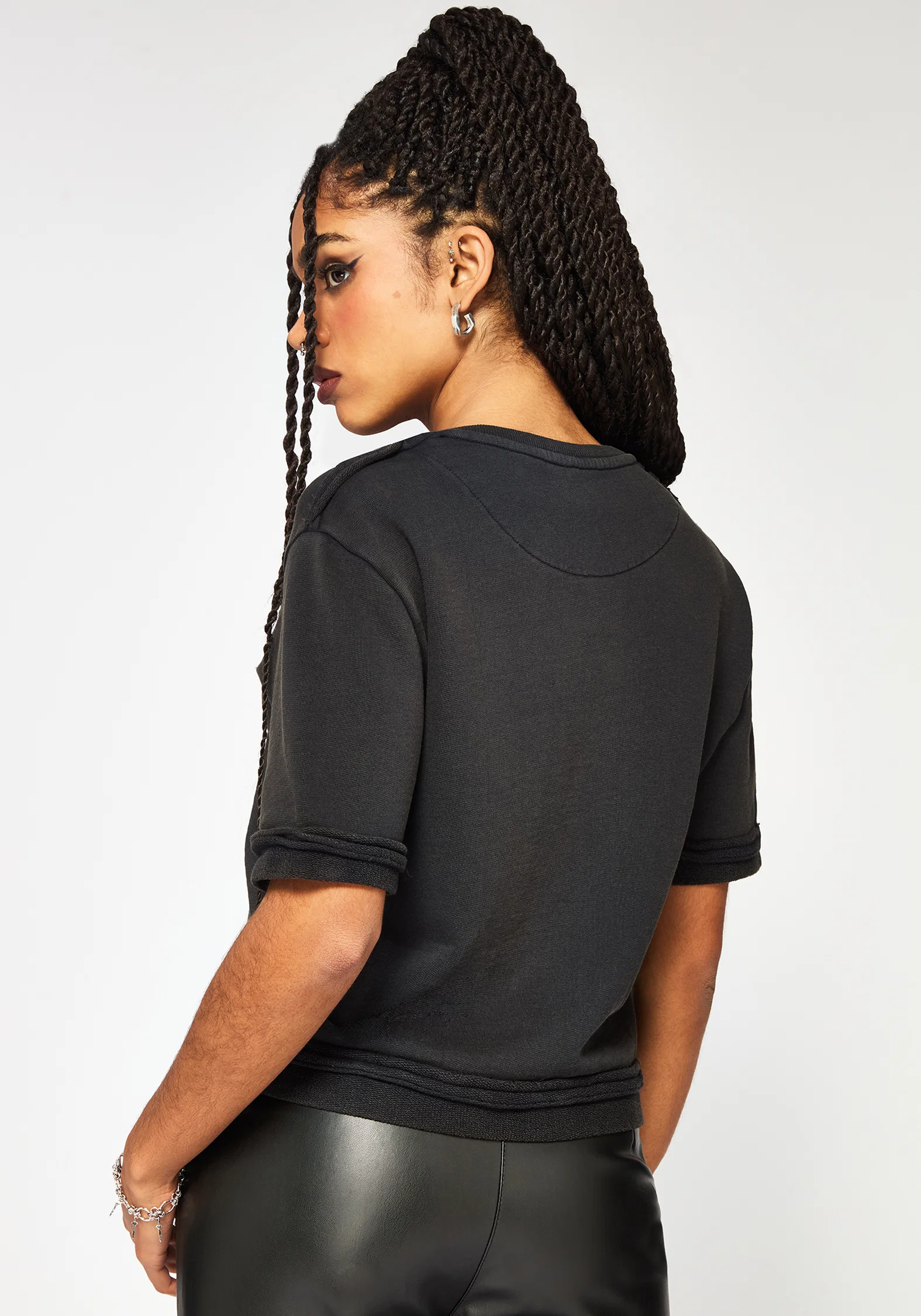 Irla Embroidered Short Sleeve Button Down Sweat - Image 3
