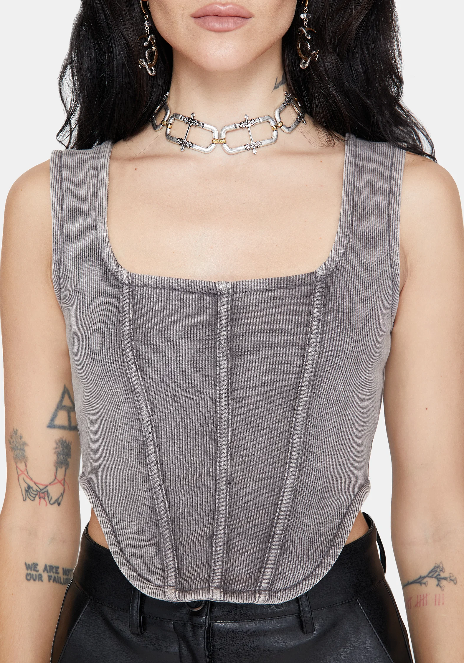 Irradiance Cotton Embroidered Jersey Corset Top - Image 2