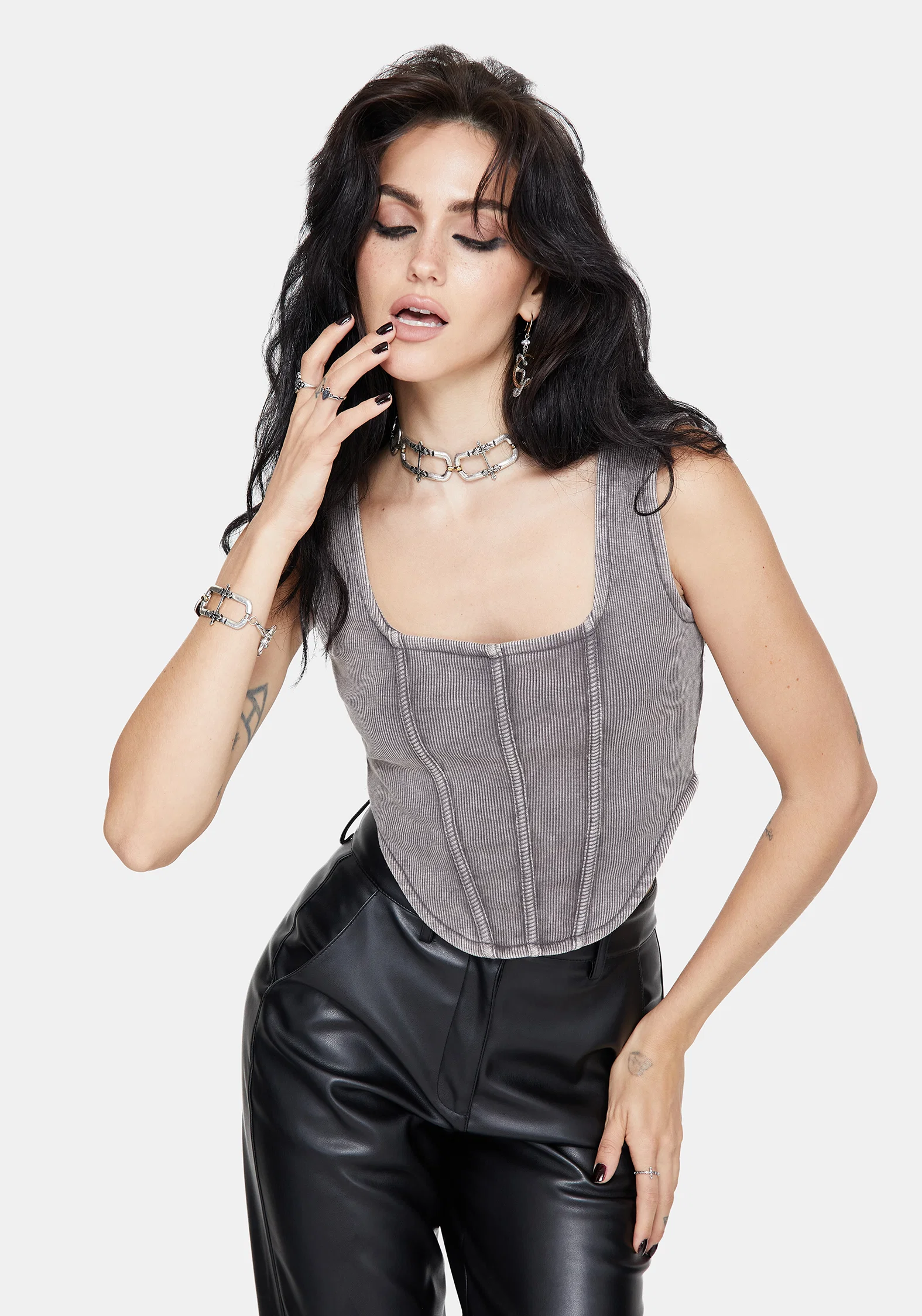 Irradiance Cotton Embroidered Jersey Corset Top - Image 4