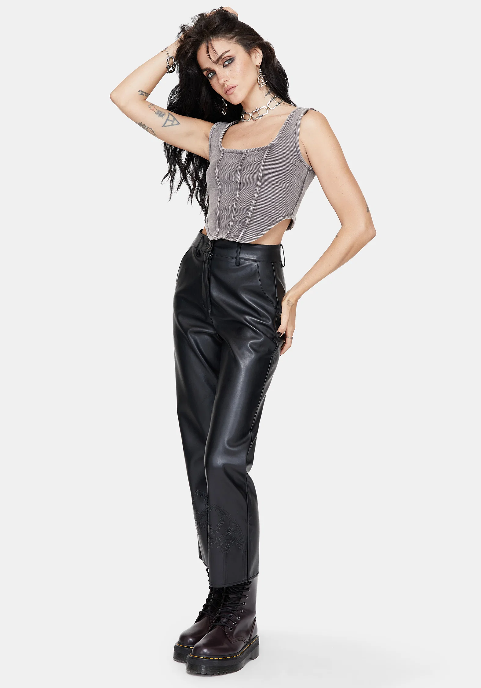 Irradiance Cotton Embroidered Jersey Corset Top - Image 6