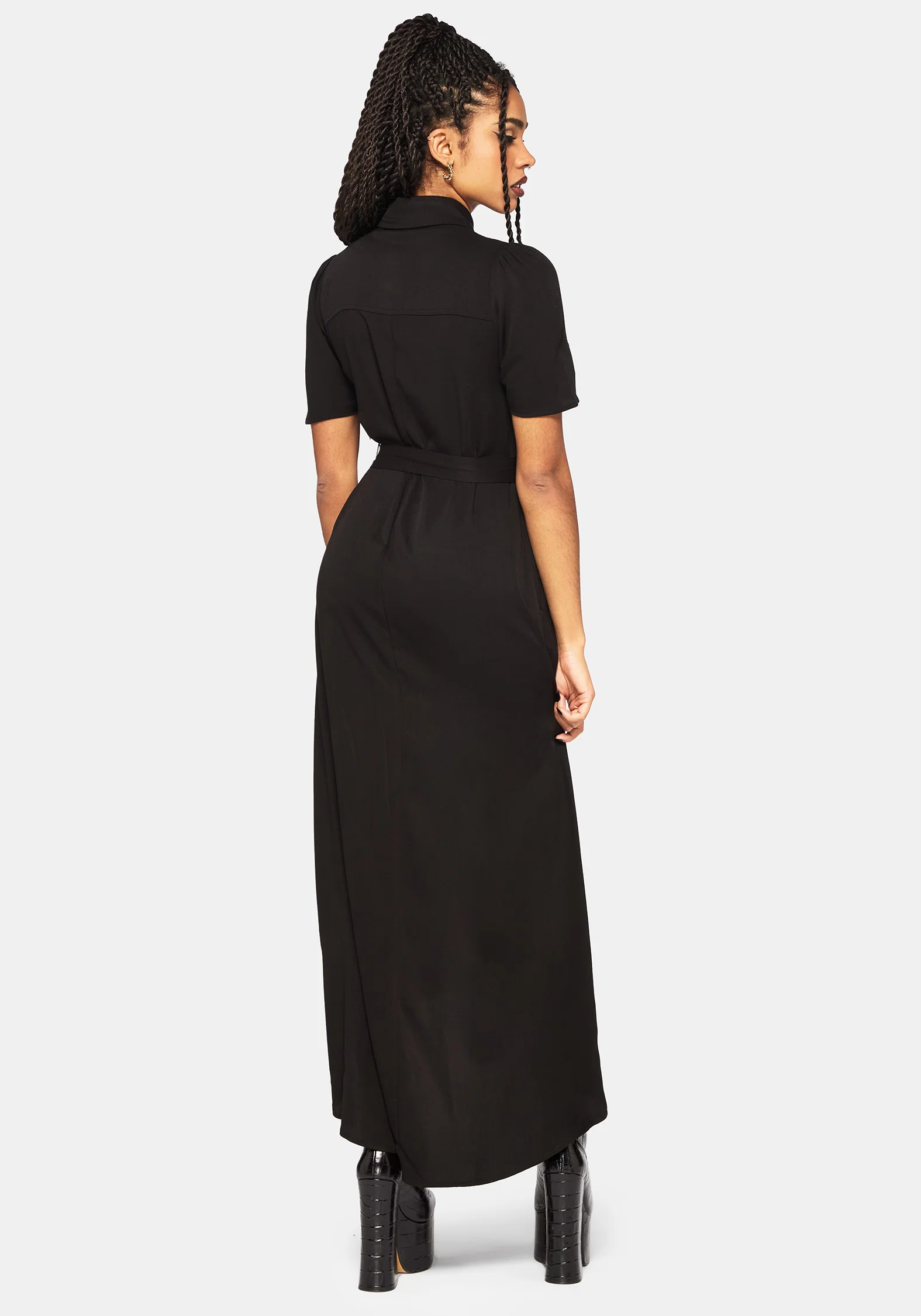 Isara Dragon Embroidered High Low Midaxi Shirt Dress - Image 3