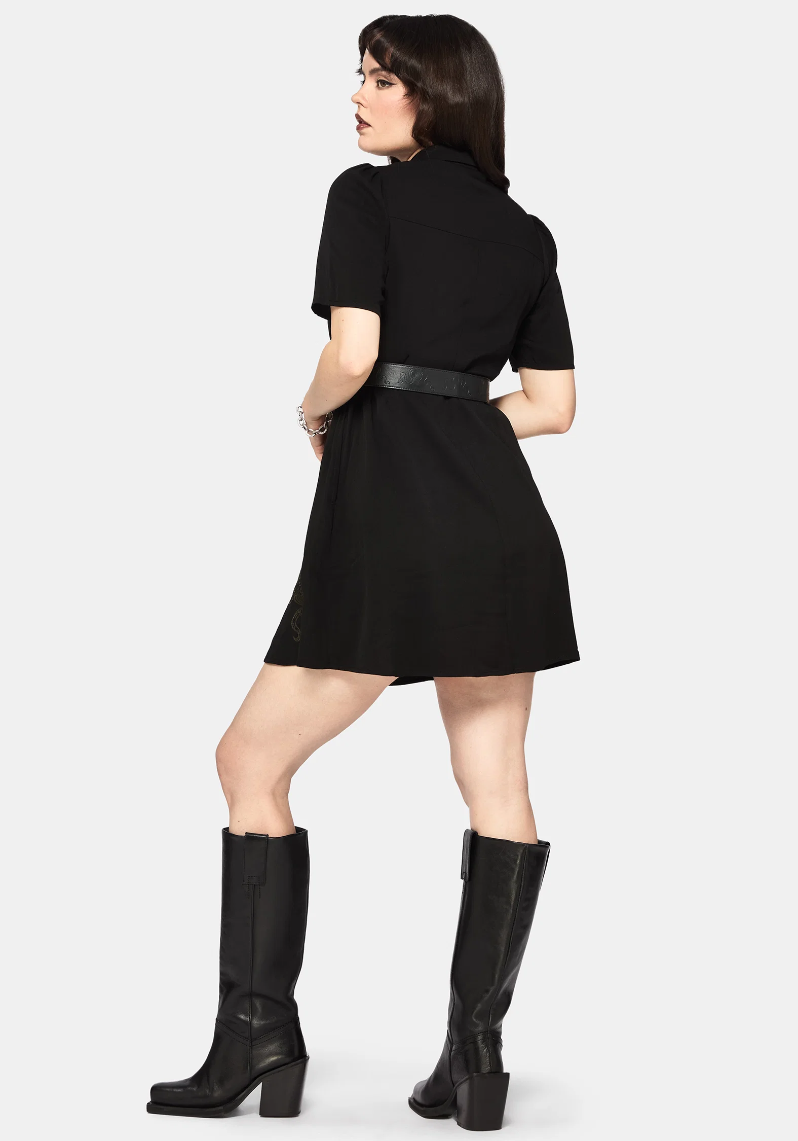Isara Dragon Embroidered Mini Shirt Dress - Image 3