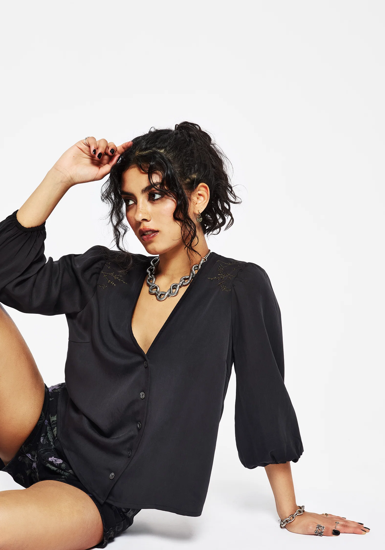 Isidora Embroidered Button Up Blouse - Image 6