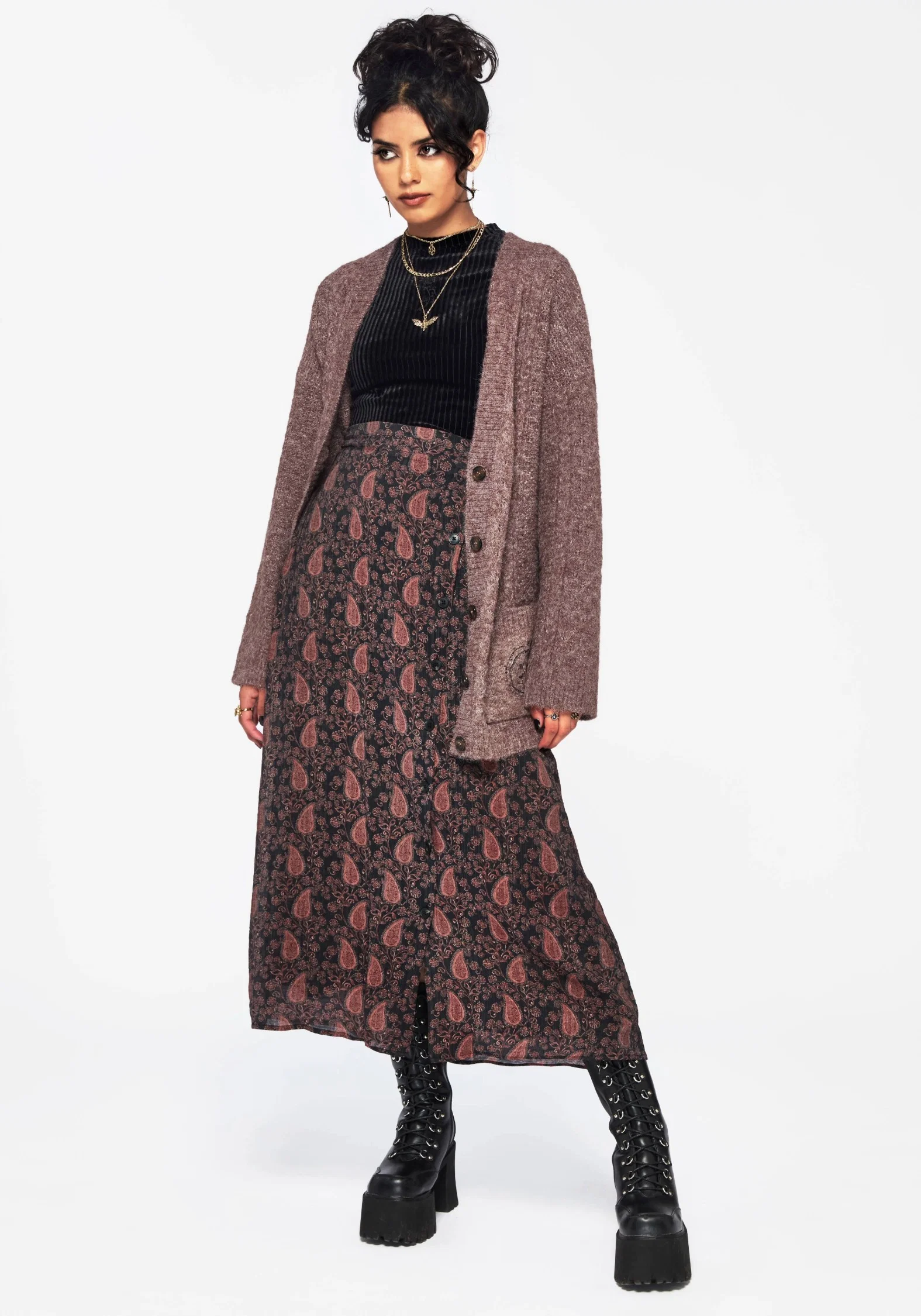 Isola Paisley Print Asymmetric Button Up Midaxi Skirt - Image 6