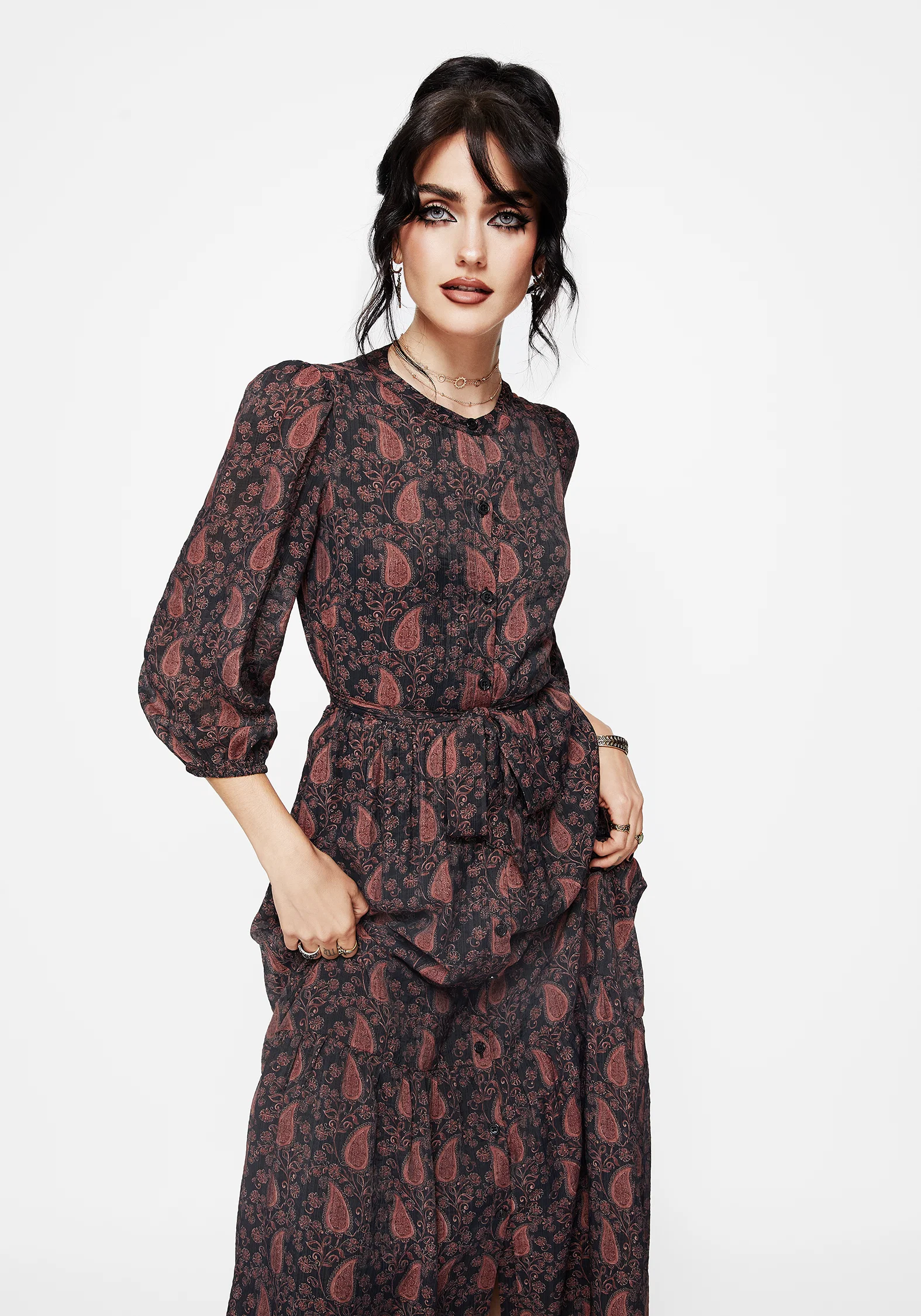 Isola Paisley Shift Midaxi Dress - Image 5
