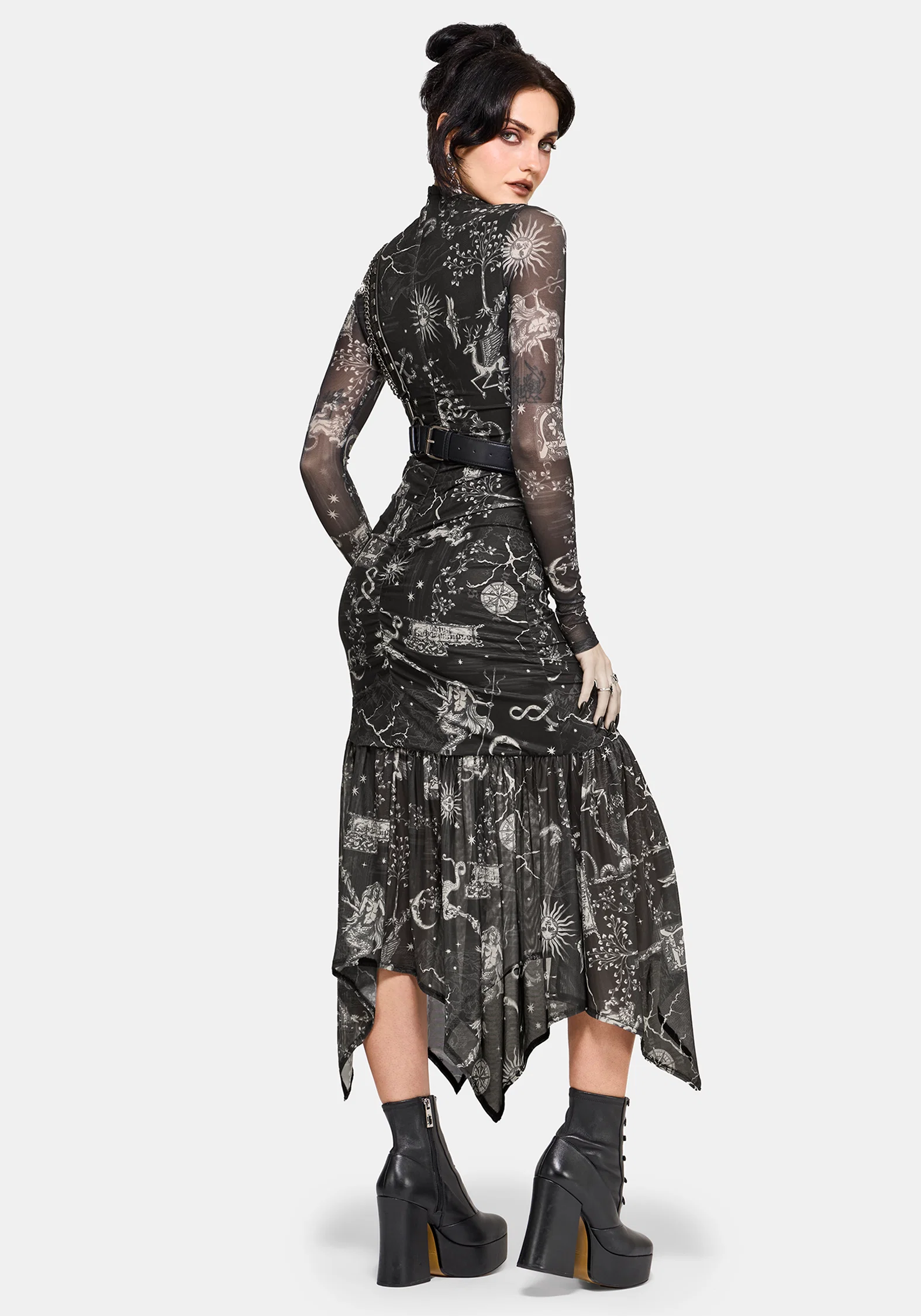 Isolde Medieval Map Mesh Midaxi Dress - Image 2