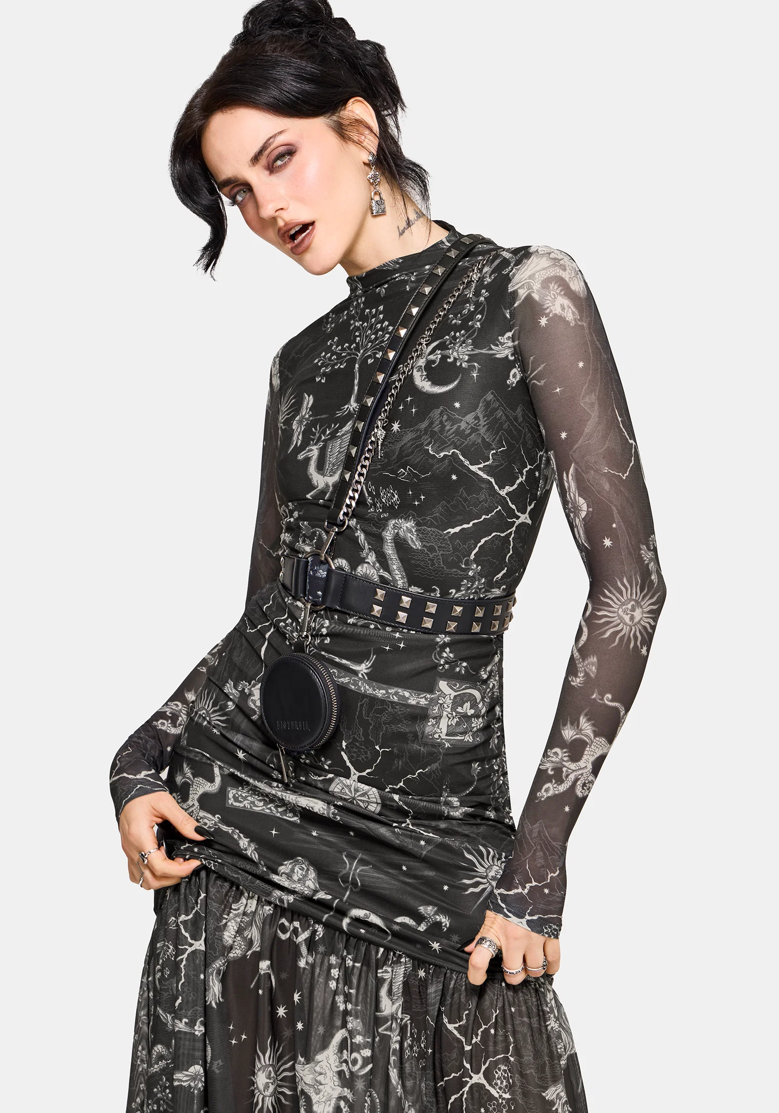 Isolde Medieval Map Mesh Midaxi Dress - Image 3