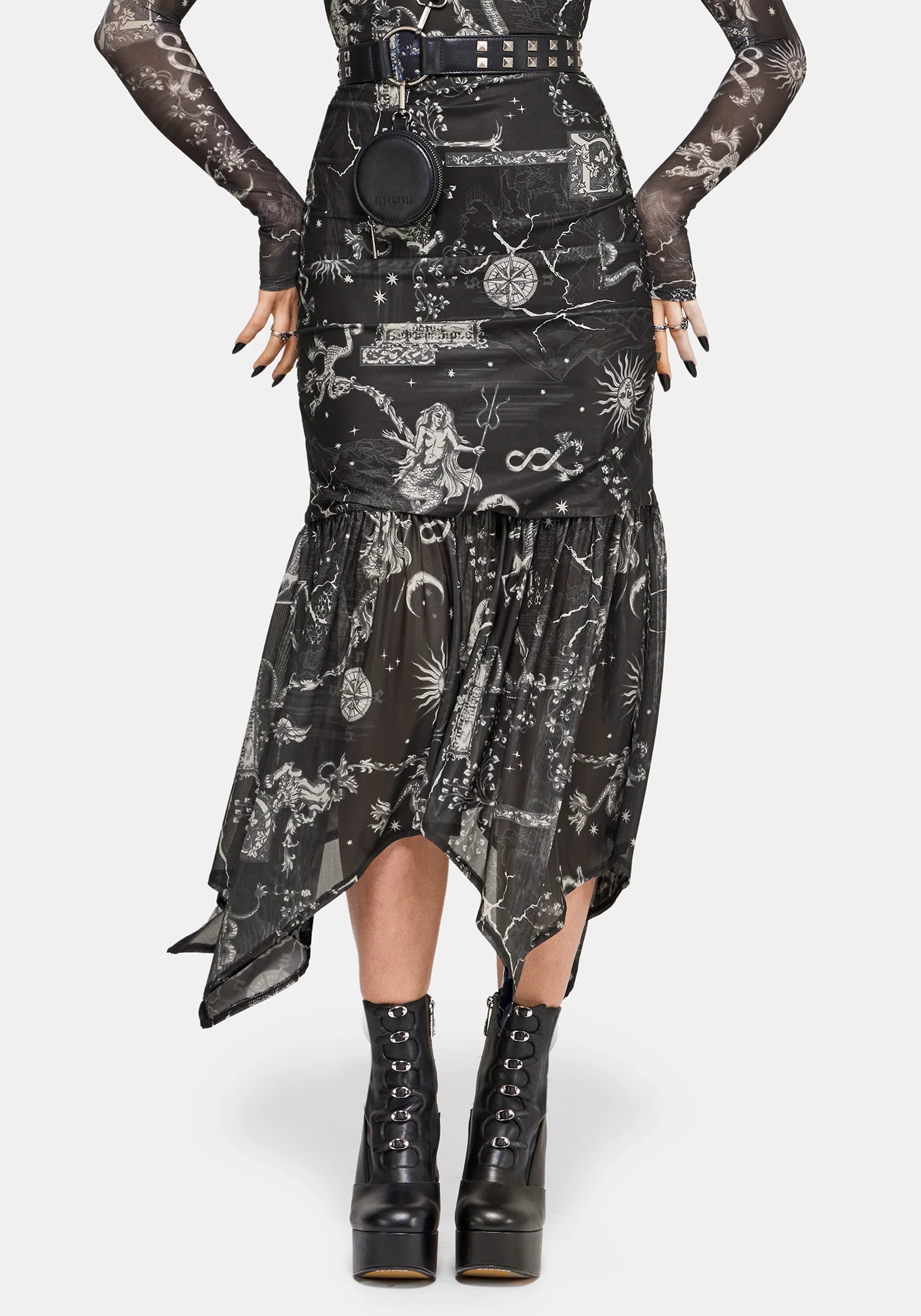 Isolde Medieval Map Mesh Midaxi Dress - Image 5
