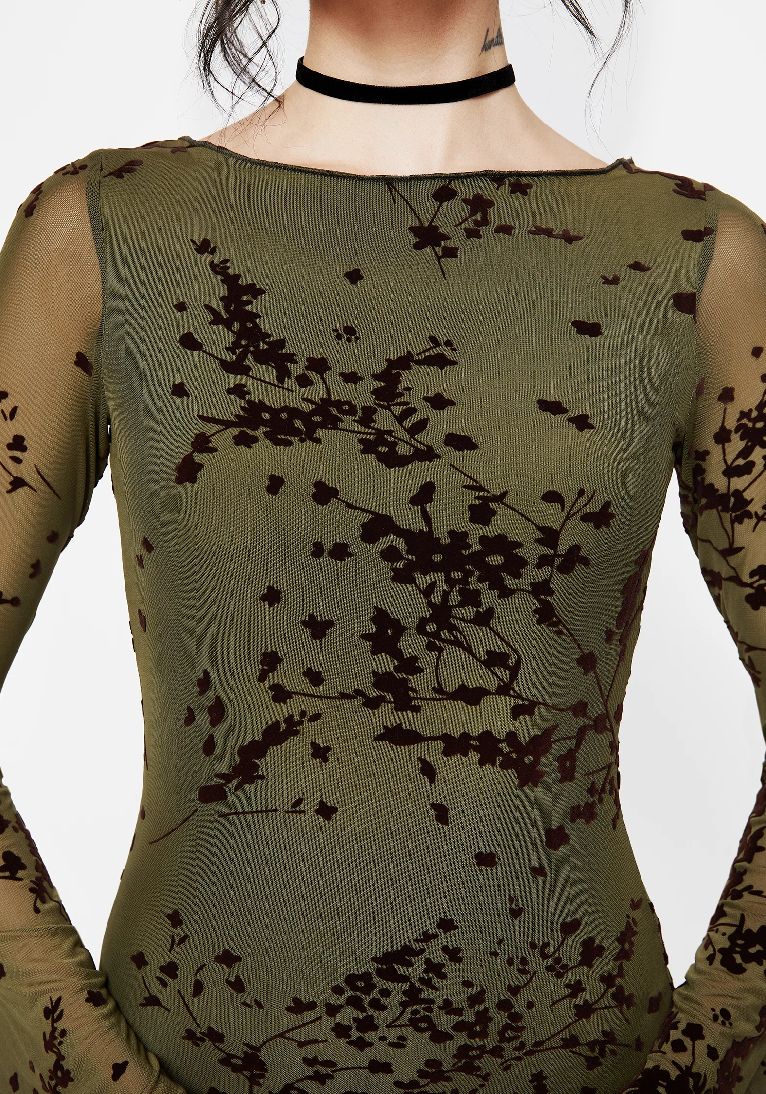 Jael Flocked Devoré Midi Dress - Image 2