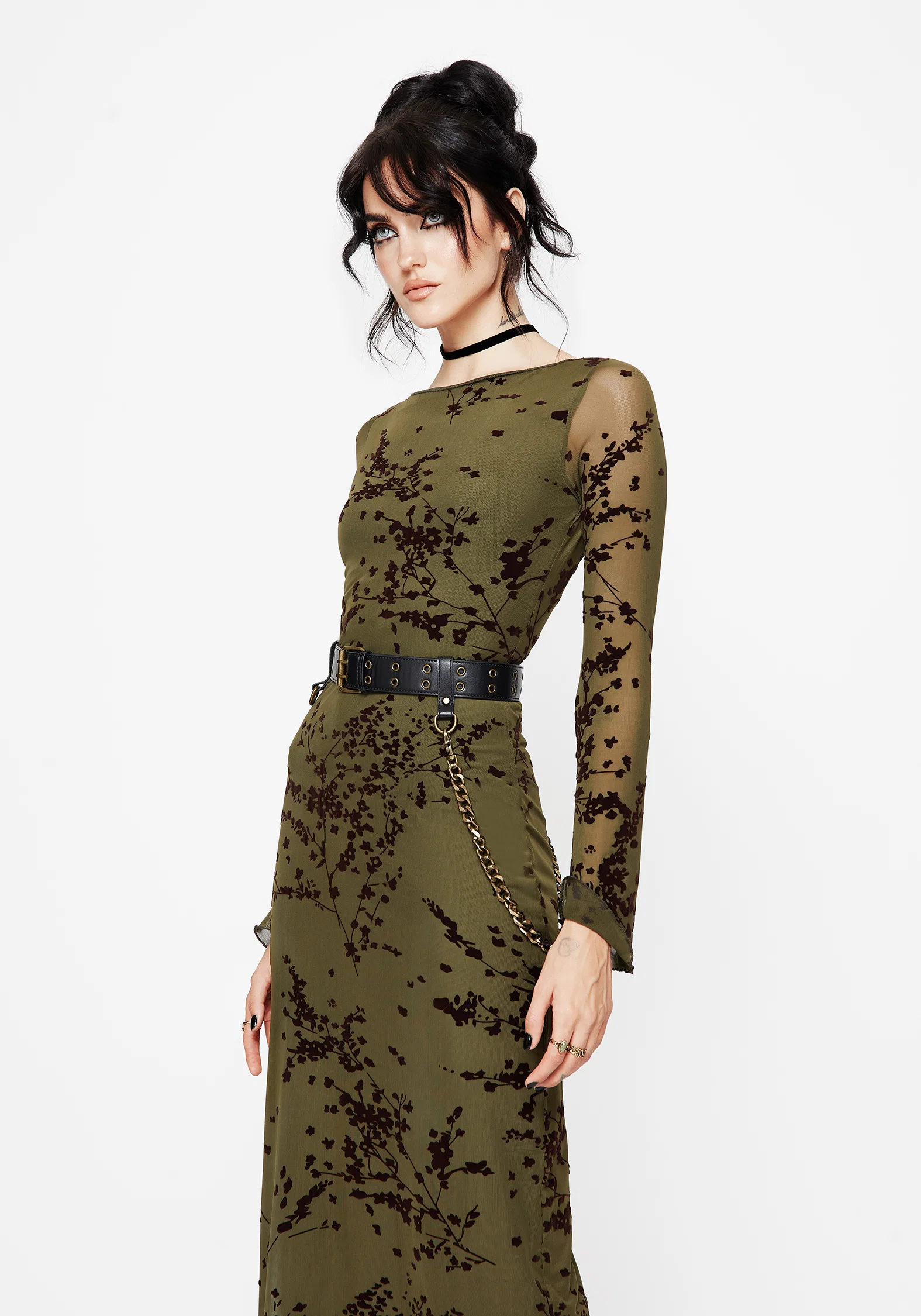 Jael Flocked Devoré Midi Dress - Image 6