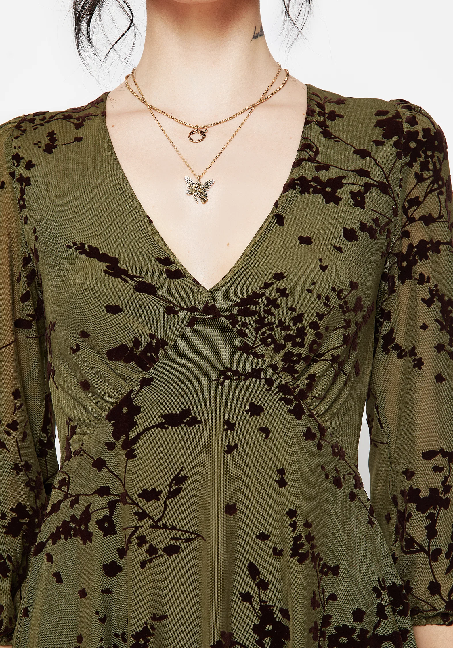 Jael Flocked Devoré Smock Mini Dress - Image 2