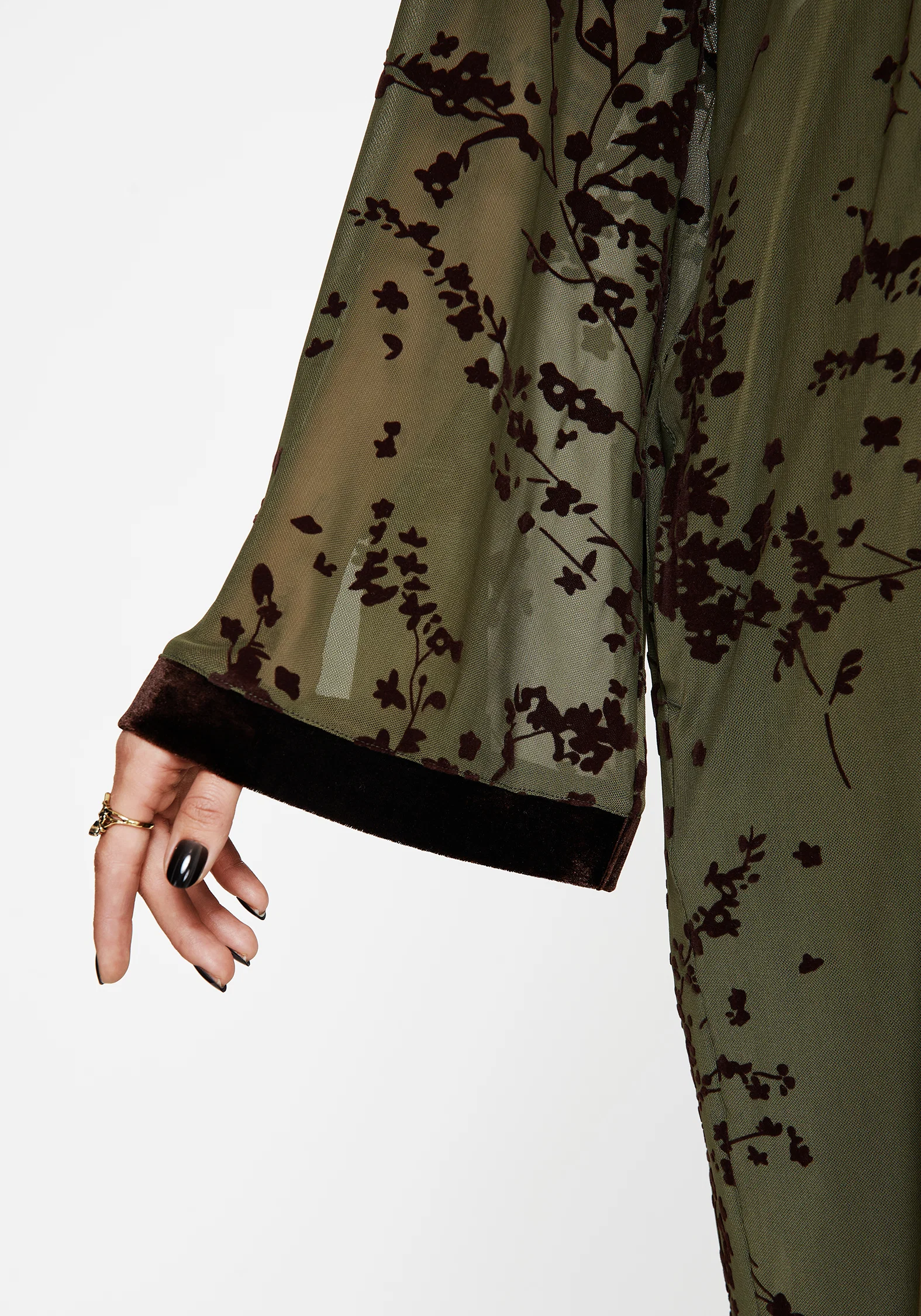 Jael Flocked Longline Mesh Kimono - Image 2
