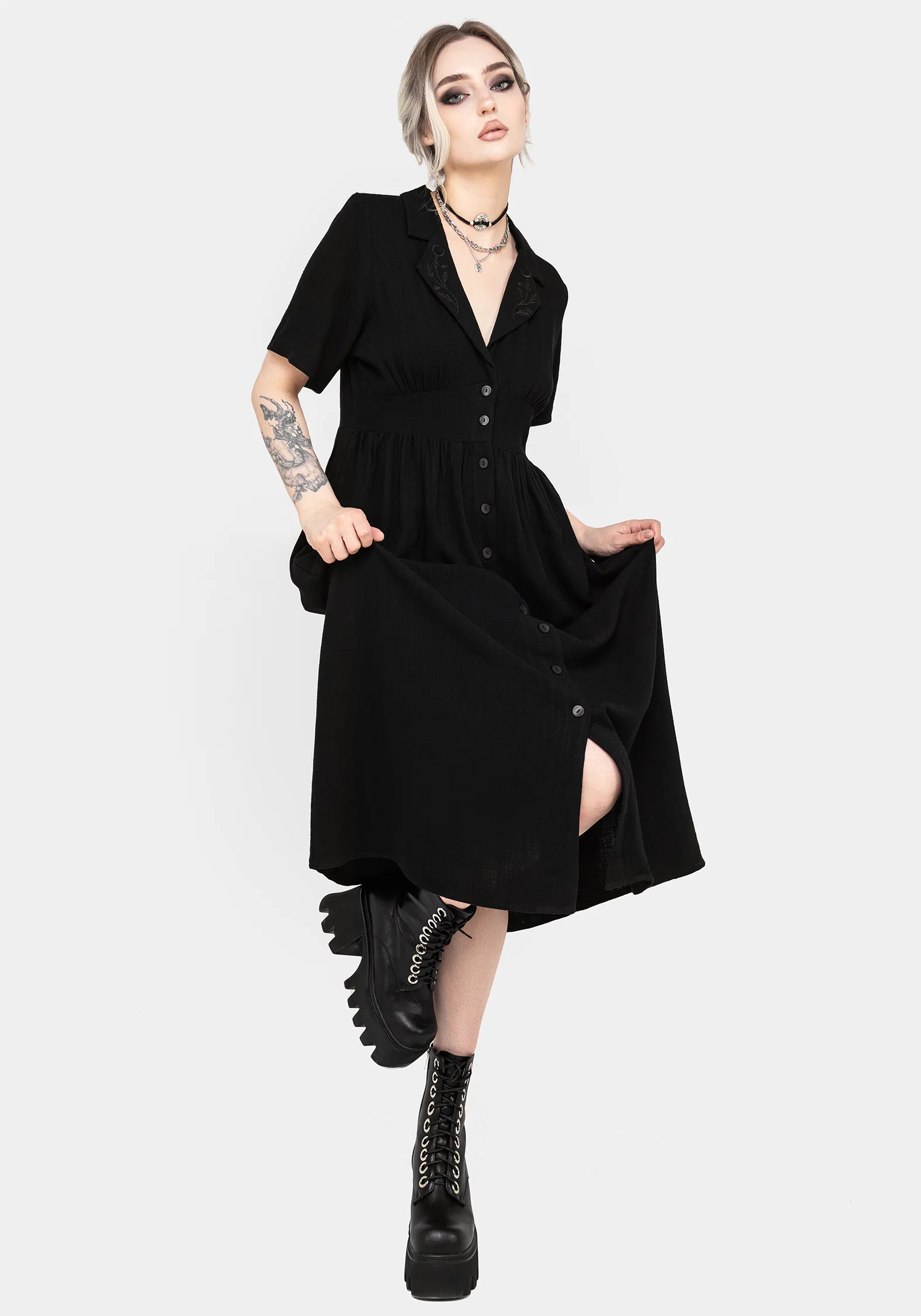Jasmine Embroidered Midi Shirt Dress - Image 4