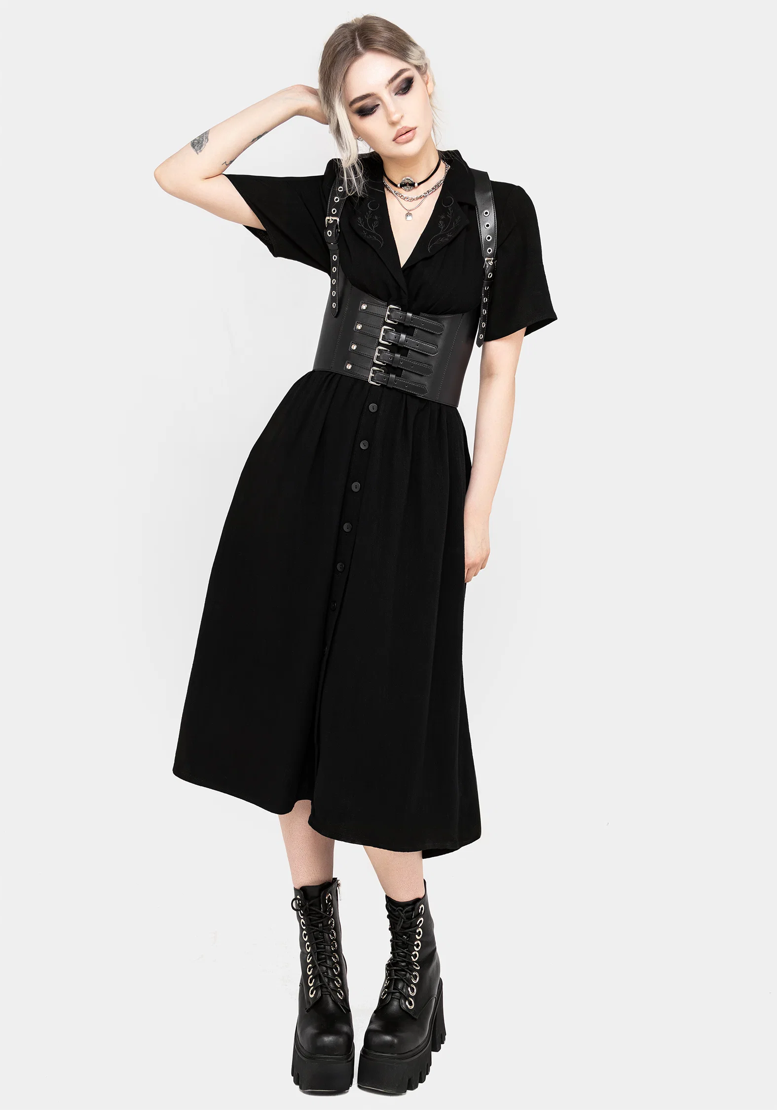 Jasmine Embroidered Midi Shirt Dress - Image 6