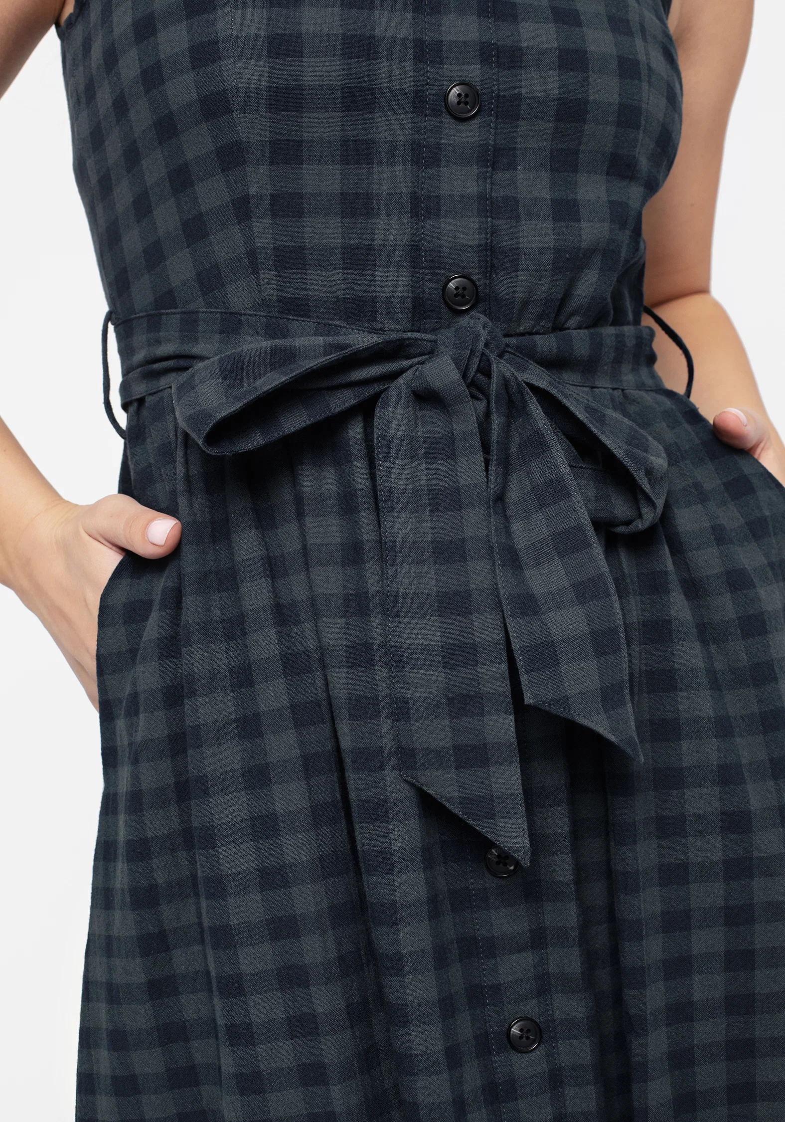 Jeannie Check Cotton Belted Apron Maxi Dress - Image 2