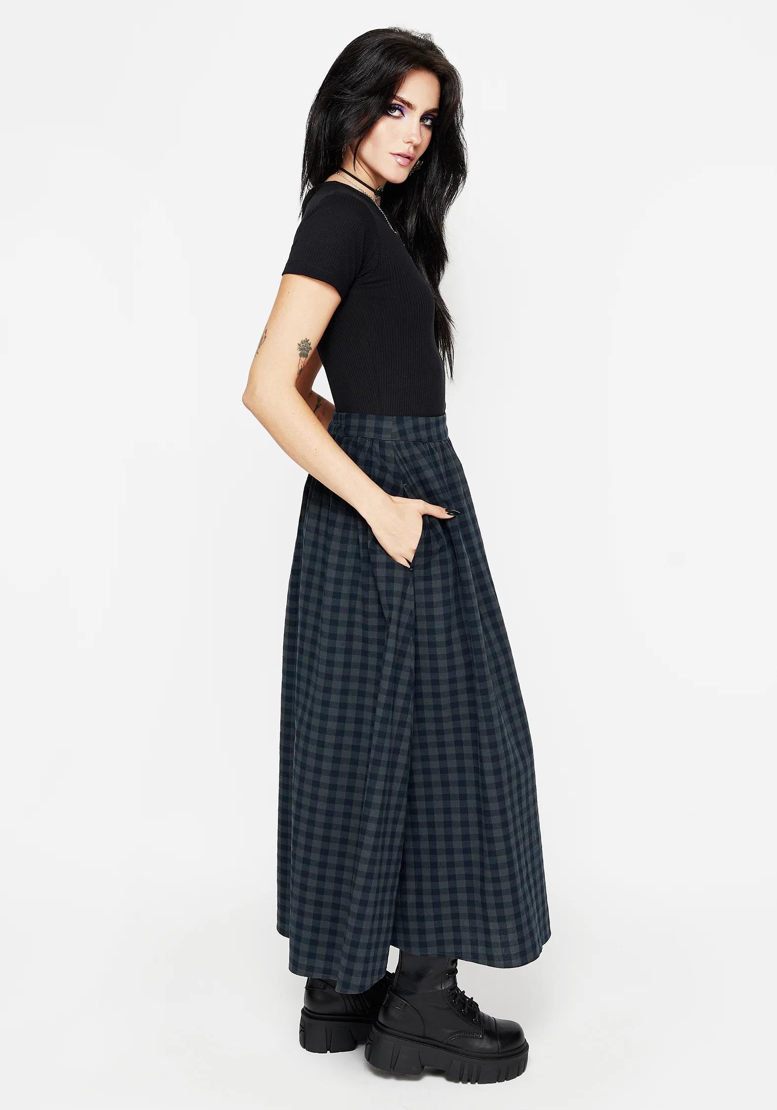 Jeannie Check Cotton Button Up Midaxi Skirt - Image 5