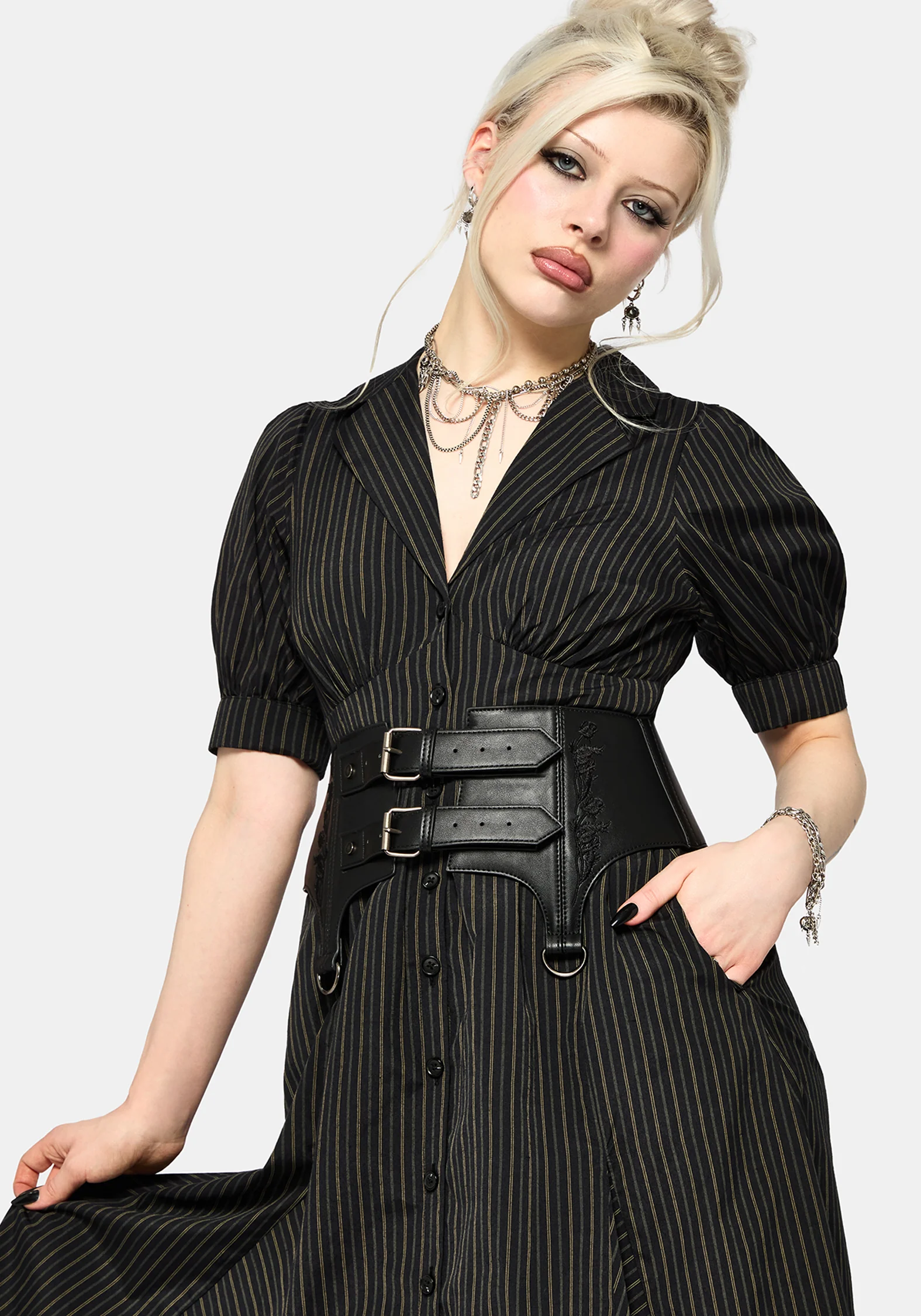 Jenna Stripe Cotton Tie Midi Dress - Image 4