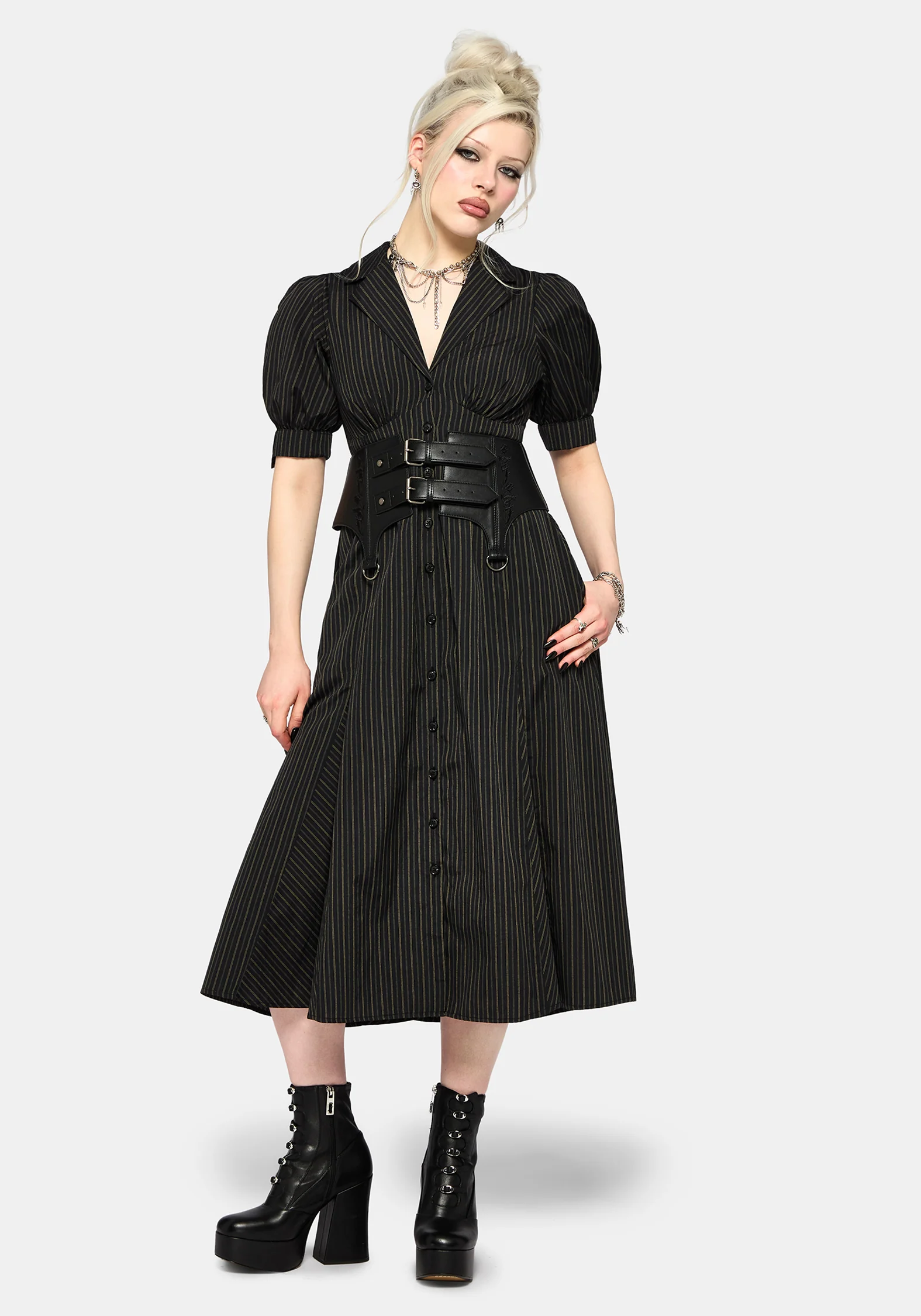 Jenna Stripe Cotton Tie Midi Dress - Image 5