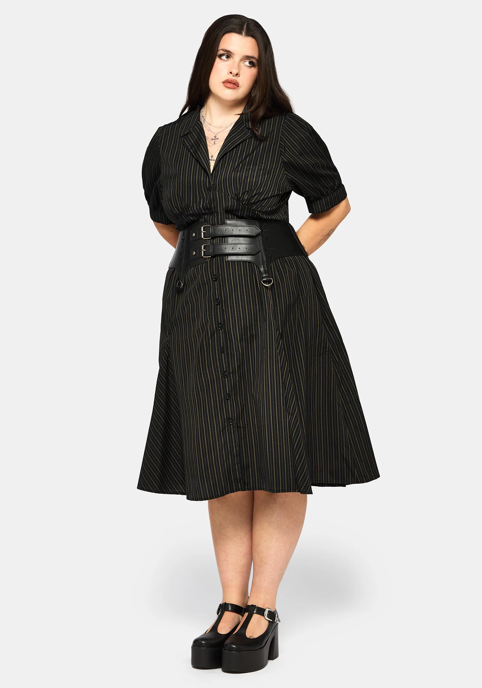 Jenna Stripe Cotton Tie Midi Dress - Image 6