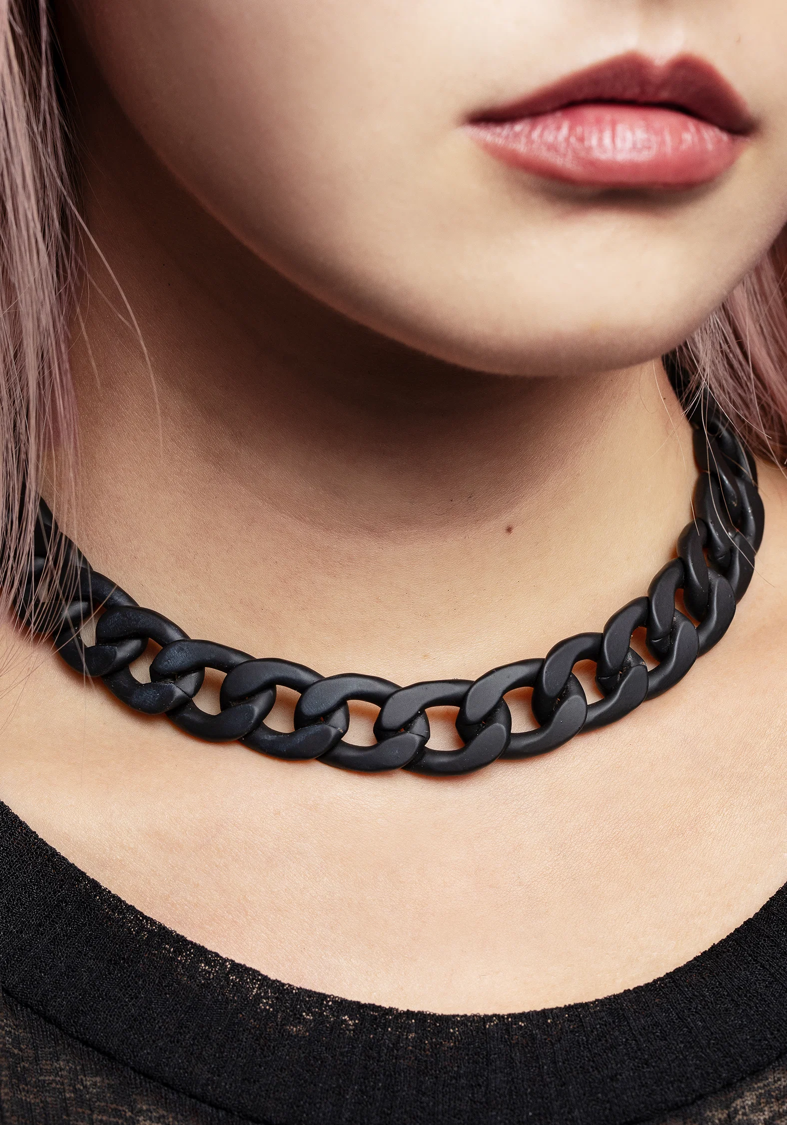 Jet Chunky Rope Chain Choker Necklace - Image 5