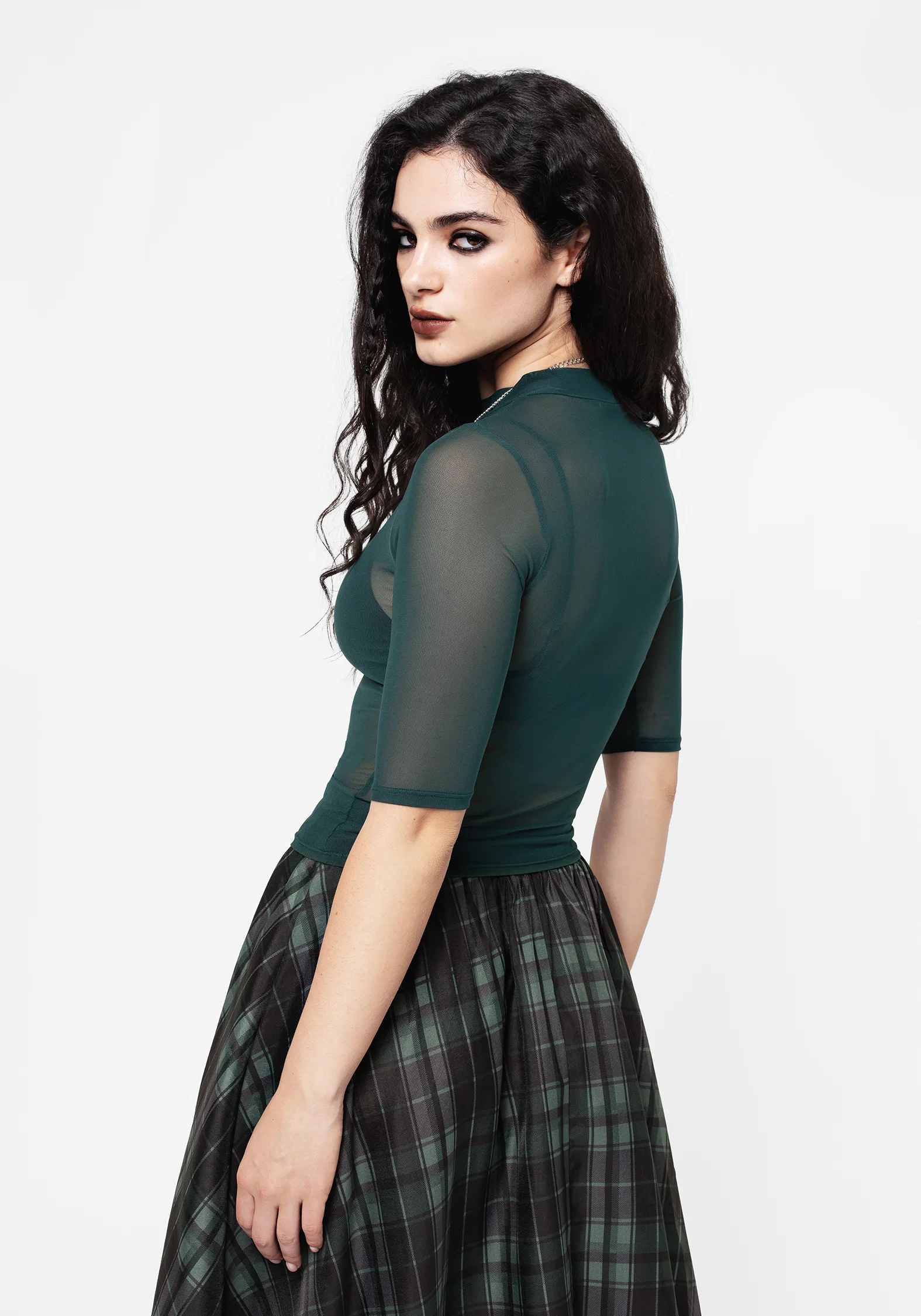 Jinx Mesh Short Sleeve Top - Green - Image 3