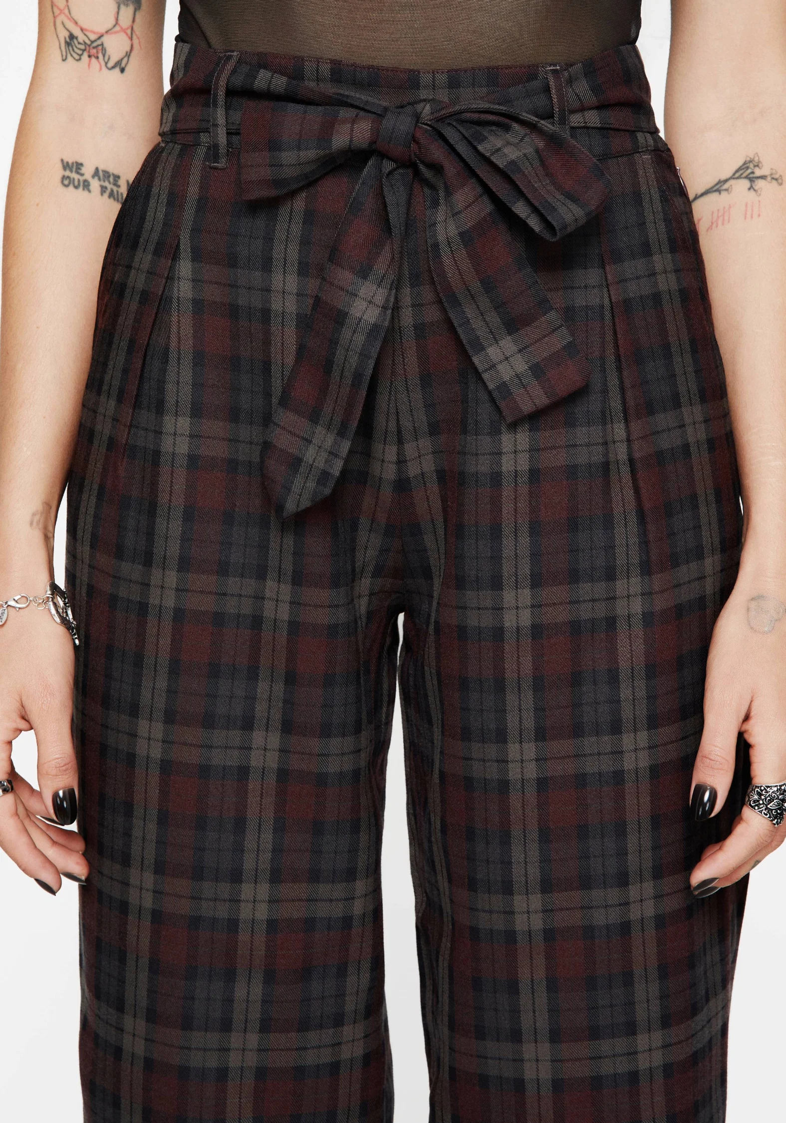 Kalma Check Tie Belt Tapered Trouser - Image 2
